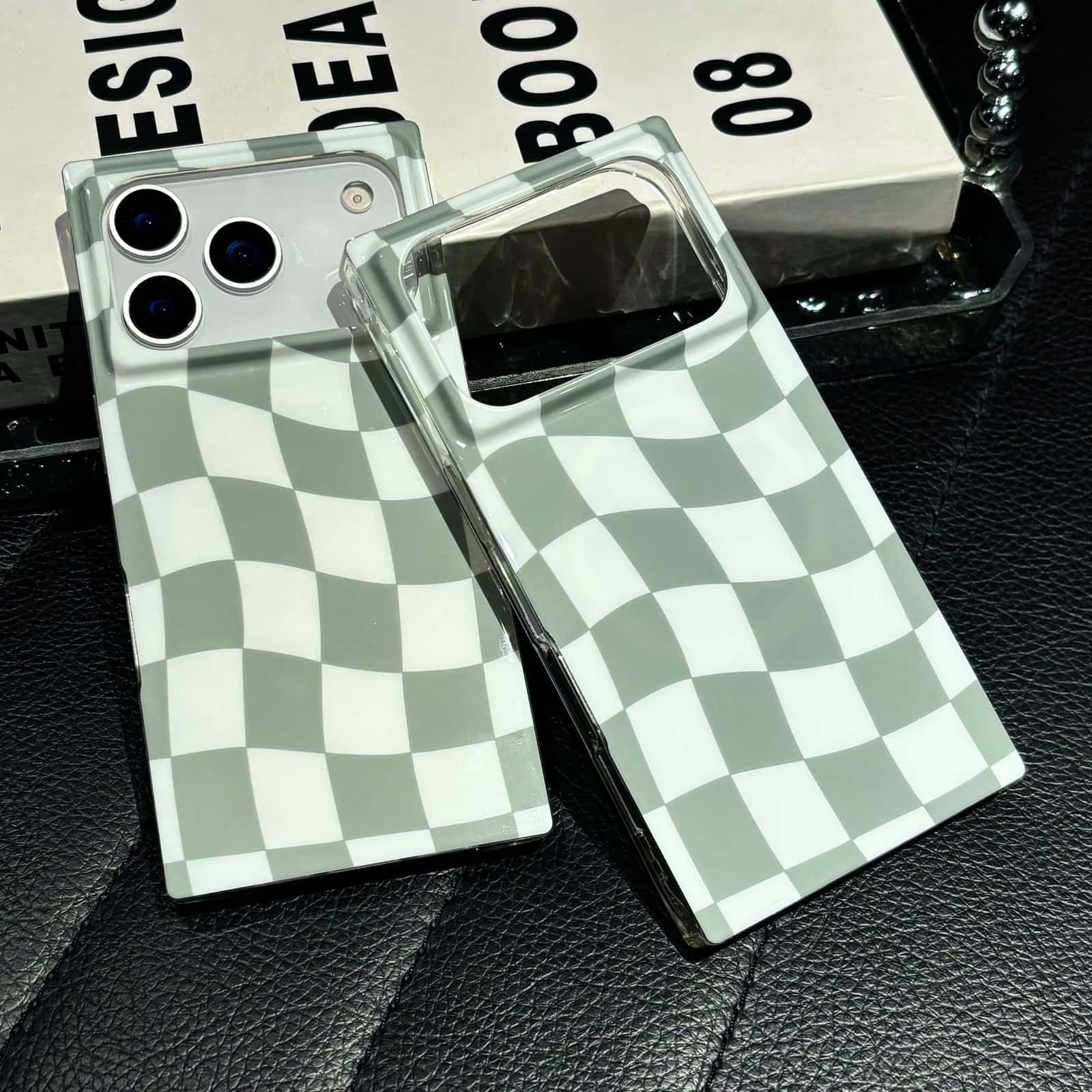 Roymonkey Checkered Magnetic Phone Case For Iphone 13 Pro Max & Iphone 12 Pro Max Compatible With Magsafe - Trendy Rectangular C