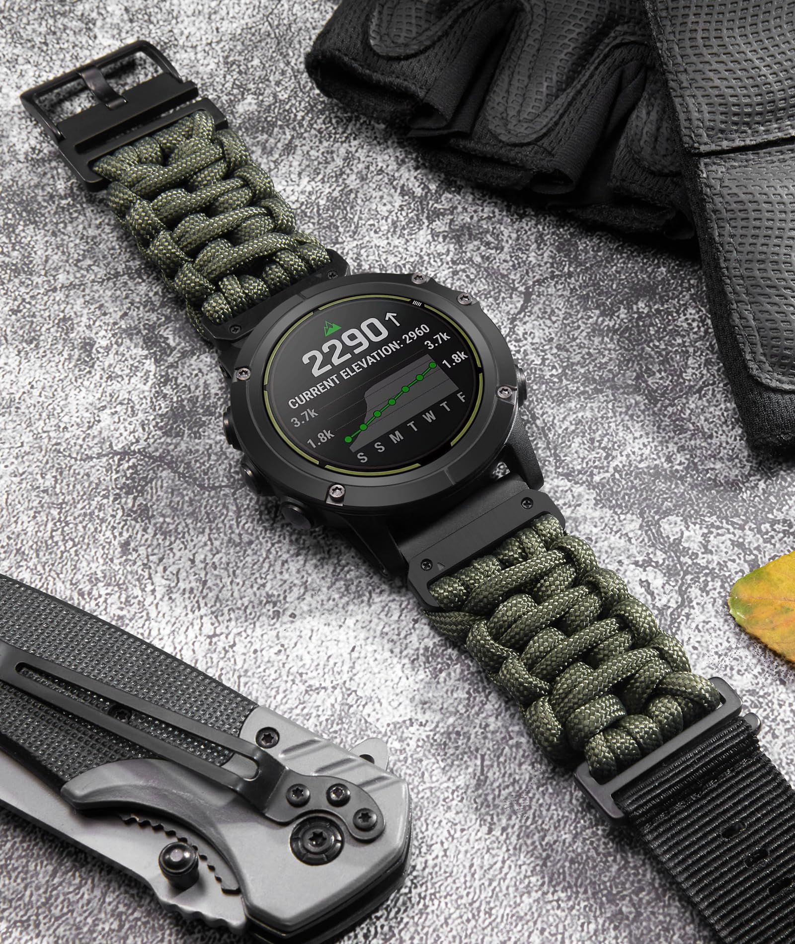 Binlun Compatible With Garmin Watch Band 26Mm 550 Paracord Rugged Military Braided Nylon Watch Strap Design For Garmin Fenixfit