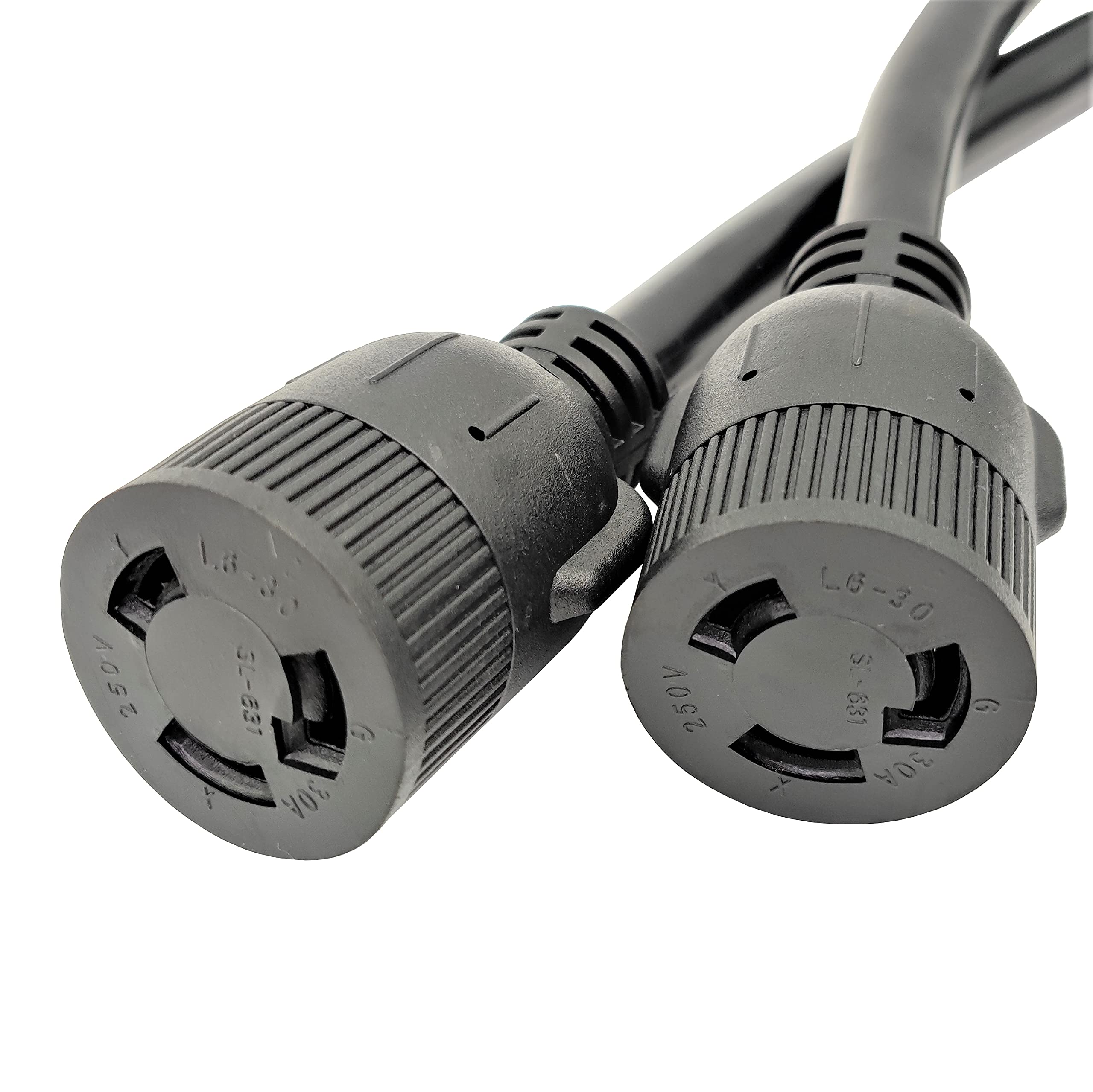 Parkworld 60523 Nema 14 50P To L6 30R Dual Socket Splitter Cord, Rv 50 Amp 4 Prong 14 50 Male Plug To Nema (2) L6 30 Female Twis