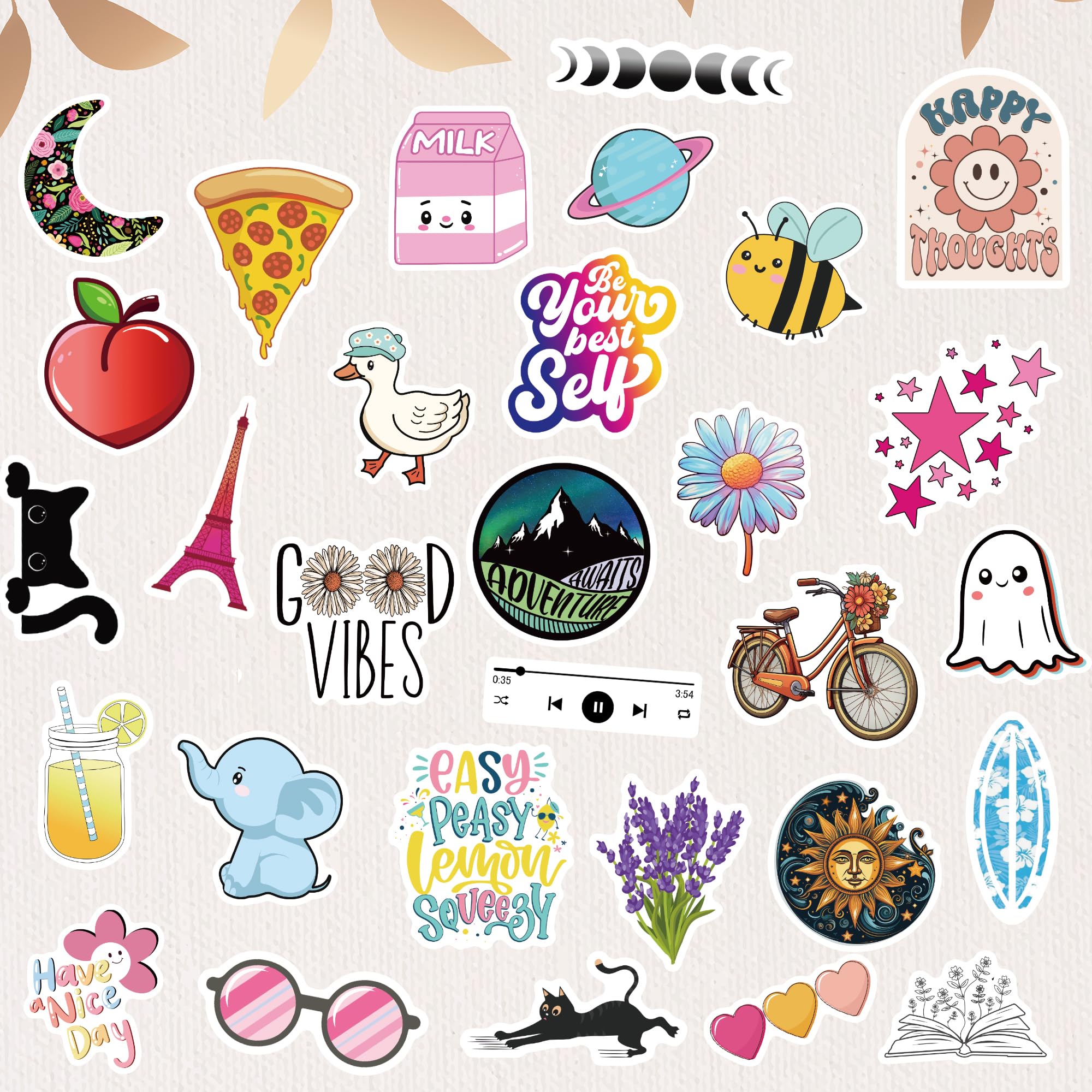 300 Pcs Preppy Stickers, Summer Stickers For Water Bottles Girls, Laptop Accessory Waterproof, Cute Decals For Phone Waterbottle