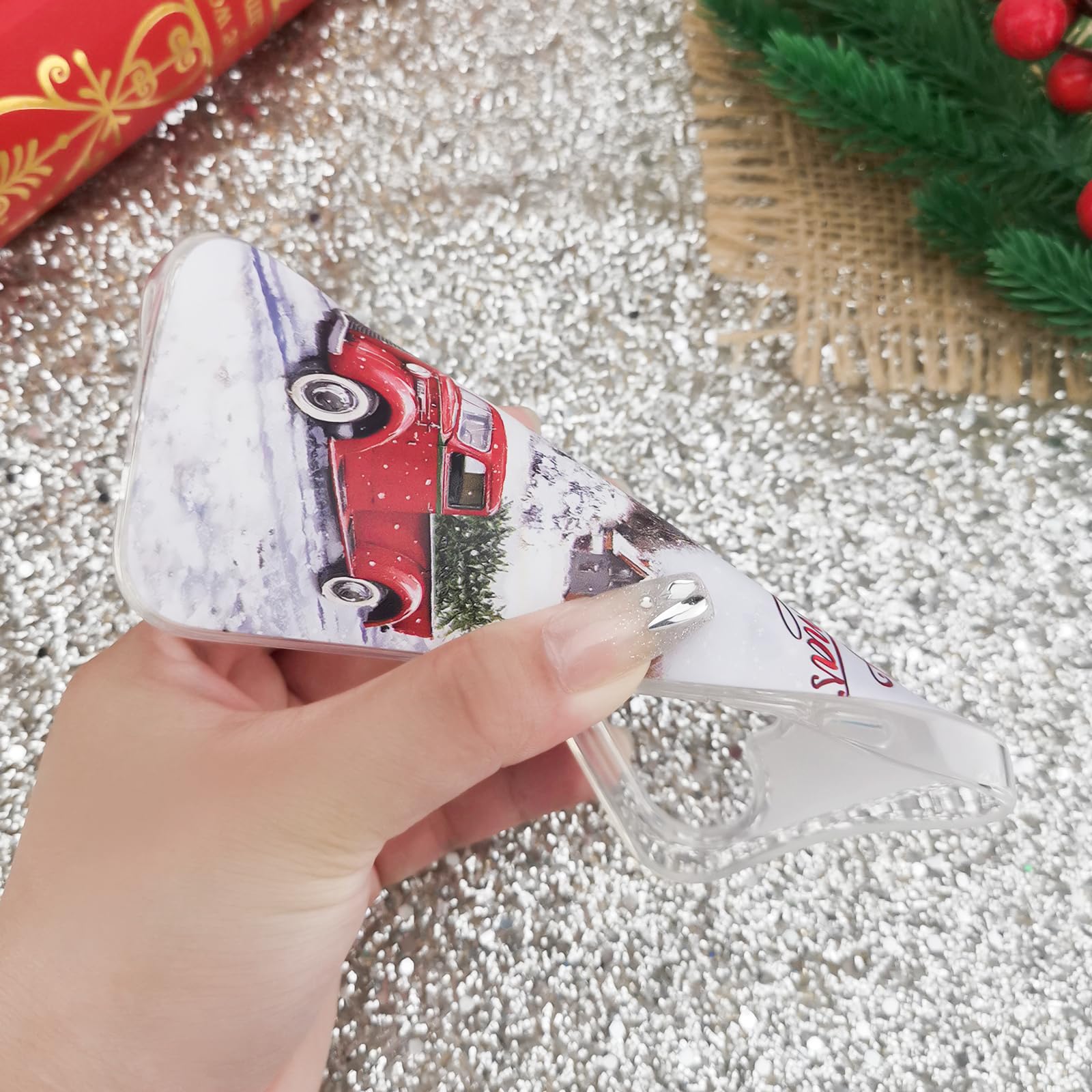 Lchulle Compatible With Iphone 16 Plus Christmas Case Xmas Santa Holiday Transparent Clear Design Women Men Kids Soft Tpu Silico