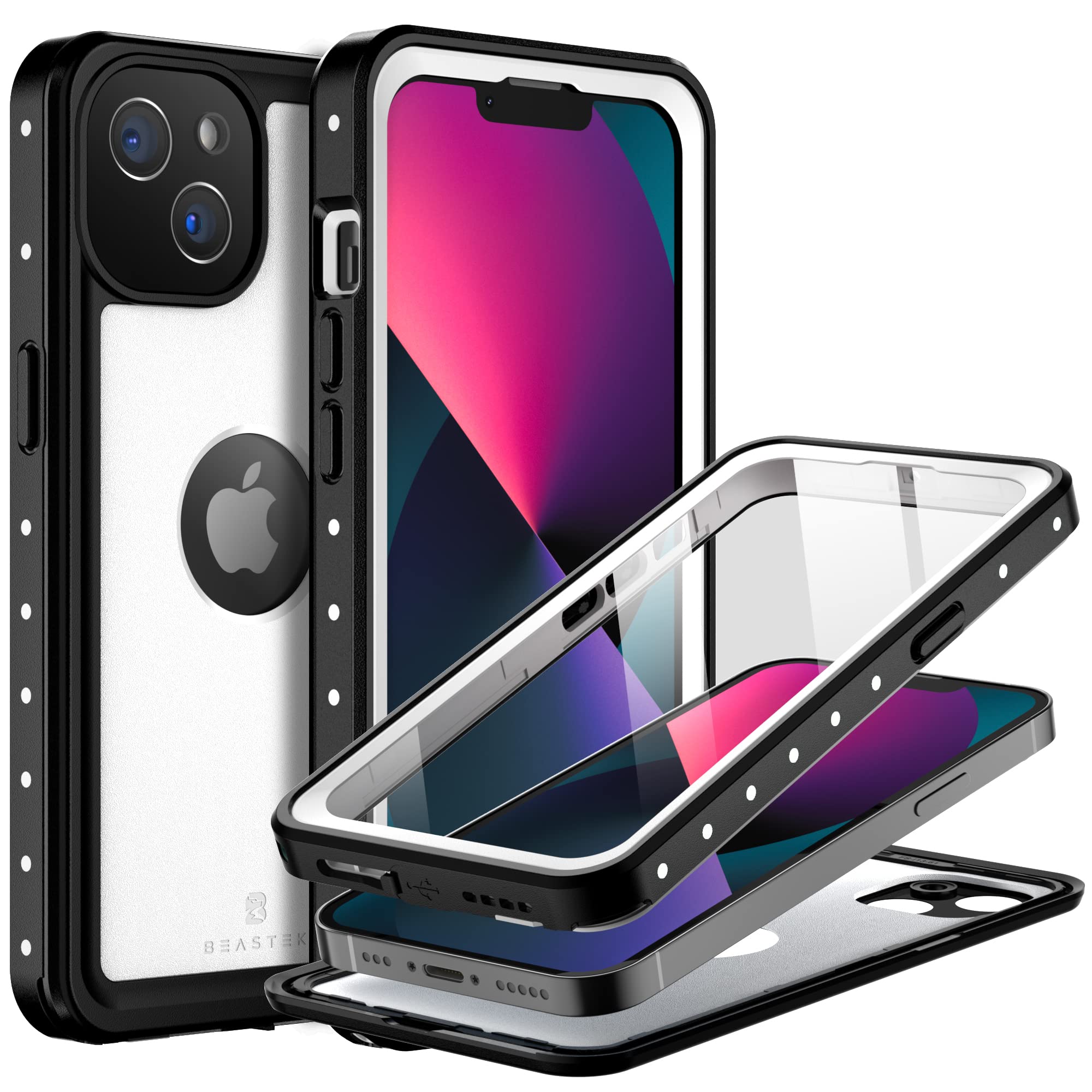 Beastek Iphone 13 Mini Waterproof Case, Nre Series Shockproof Dustproof Underwater Ip68 With Built In Screen Protector Anti Scra