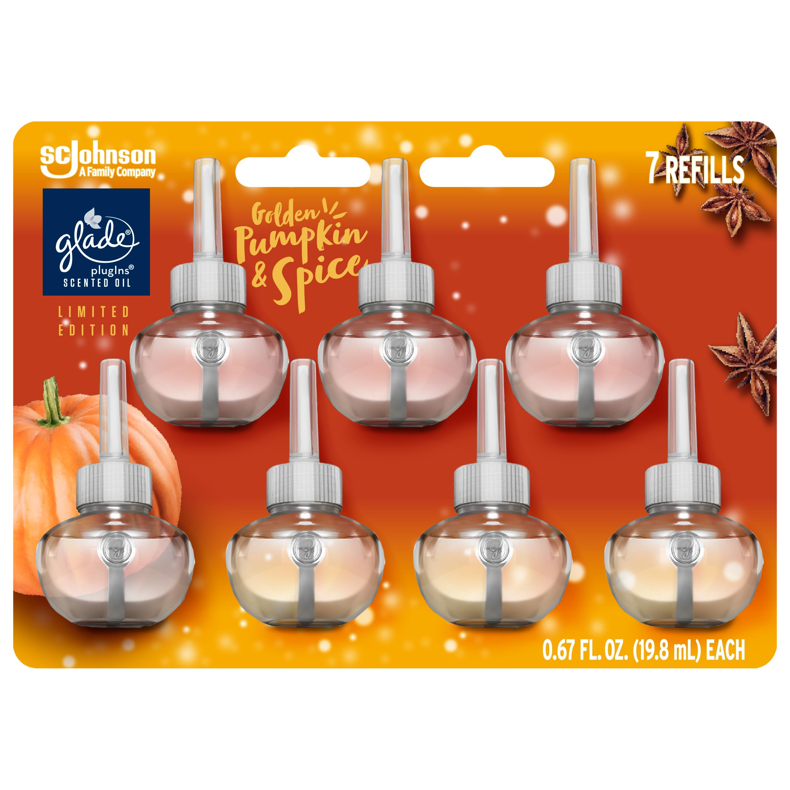 Glade Plugins Refills Air Freshener, Scented And Essential Oils For Home And Bathroom, Golden Pumpkin & Spice, Limited Edition S