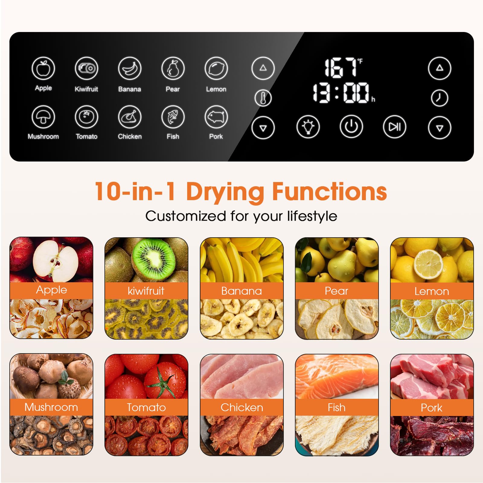 Food Dehydrator Machine, 12 Trays Stainless Steel Digital Food Dryer For Home,10 Presets, 48H Timer And Temperature Control, 850
