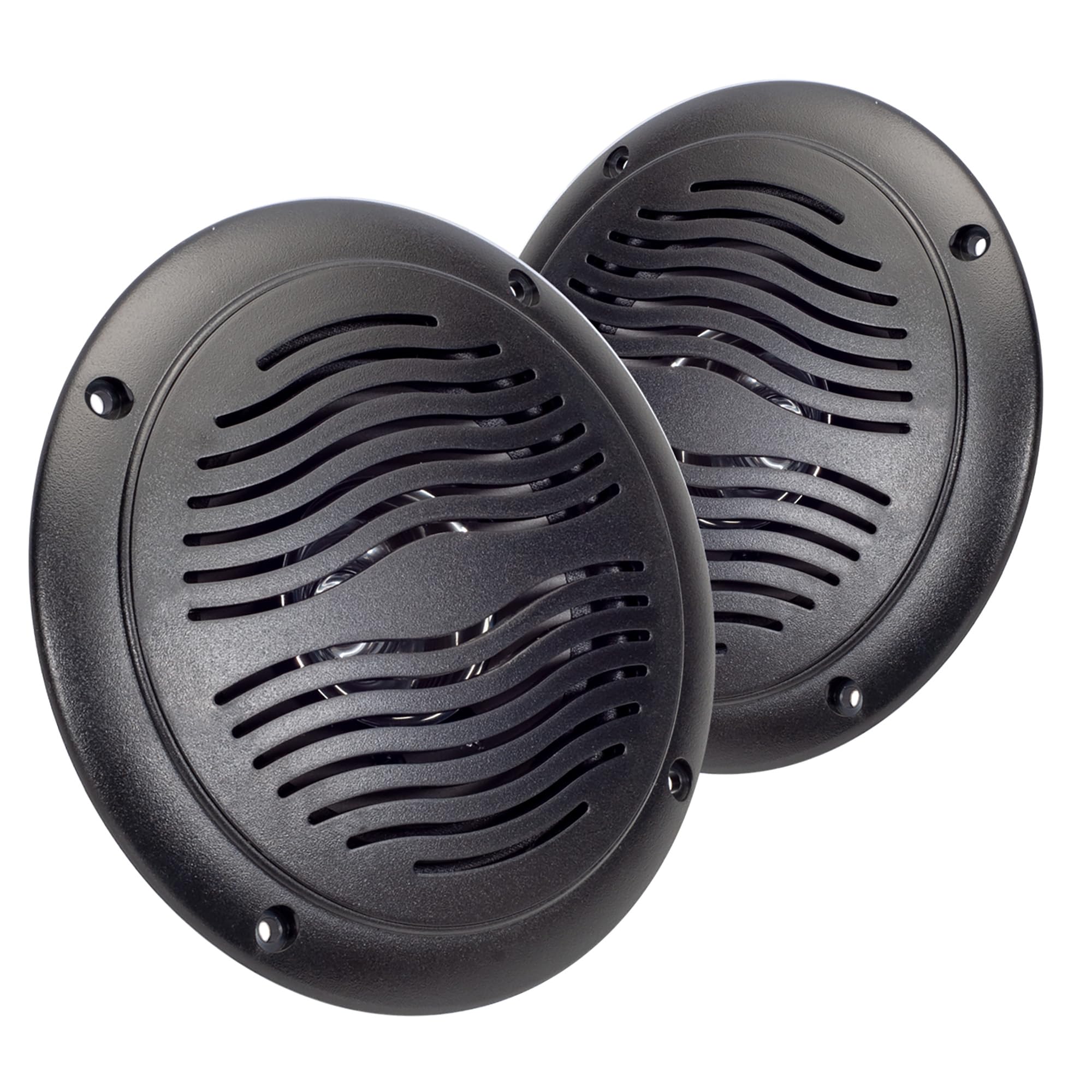5 Inch Water Resistant Outdoor Speakers, Dual Cone, 25W Peak Power, Marine And Rv Compatible (Black)