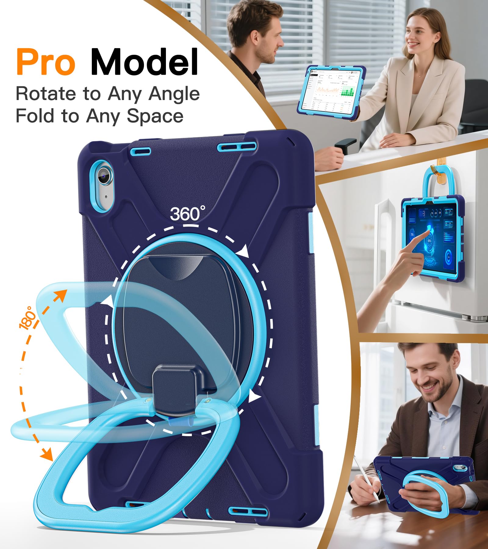 Batyue Case For Ipad (A16) 11Th/10Th Gen 11  /10.9   2025/2022 - Heavy Duty Shockproof Cover With 360 Rotating & 180 Folding