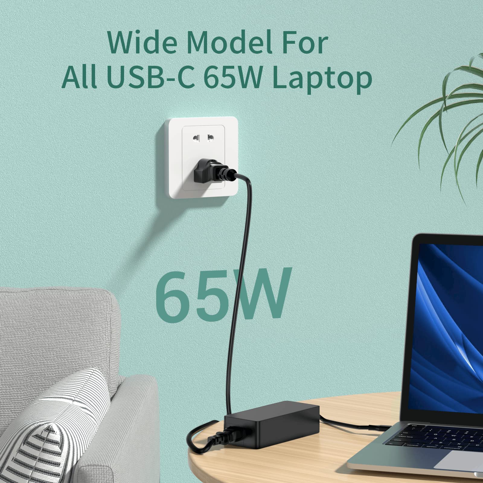 Chromebook Charger 45W 65W Usb C Laptop Charger Fast Charging For Hp Dell Samsung Asus Google Chromebook Charger Usb Computer La