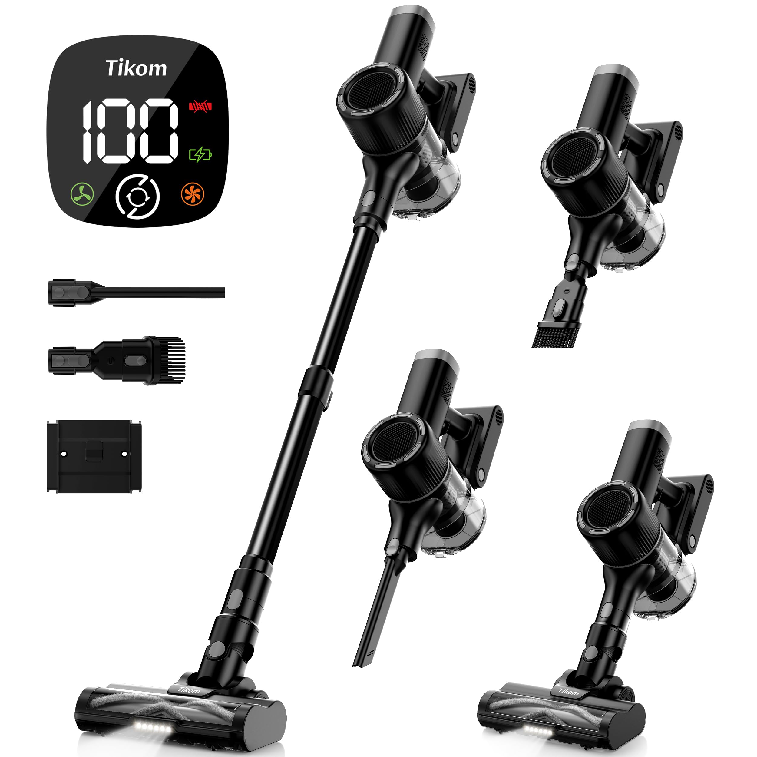 Tikom Cordless Vacuum Cleaner for Home, 40000Pa/450W Stick Vacuum with Charging Wall Dock, Anti-Tangle, Lightweight Handheld Vac