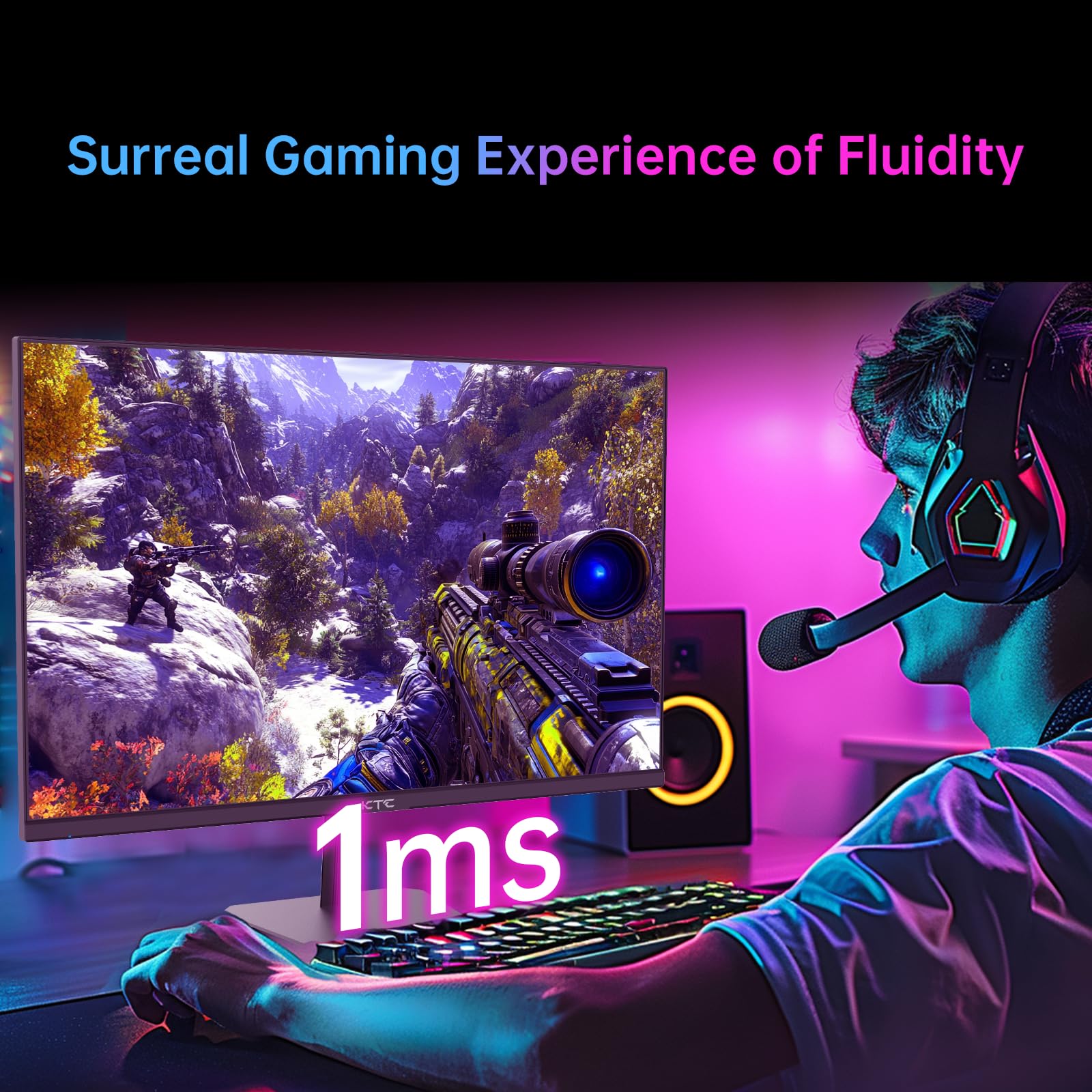 Ktc 24 Inch 180Hz/190Hz Gaming Monitor, Fhd Pc Computer Monitor With Fast Ips Panel, Hdr400, 133% Srgb, Bluelight Filter, 2 Hdmi