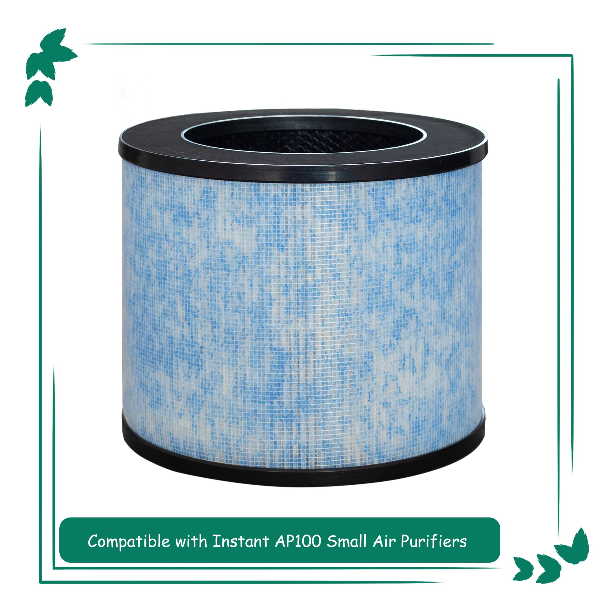 Asheviller F100 Filter Replacement, Compatible With Instant Ap100 Small Air Purifier, H13 Grade True Hepa Filter With Antimicrob