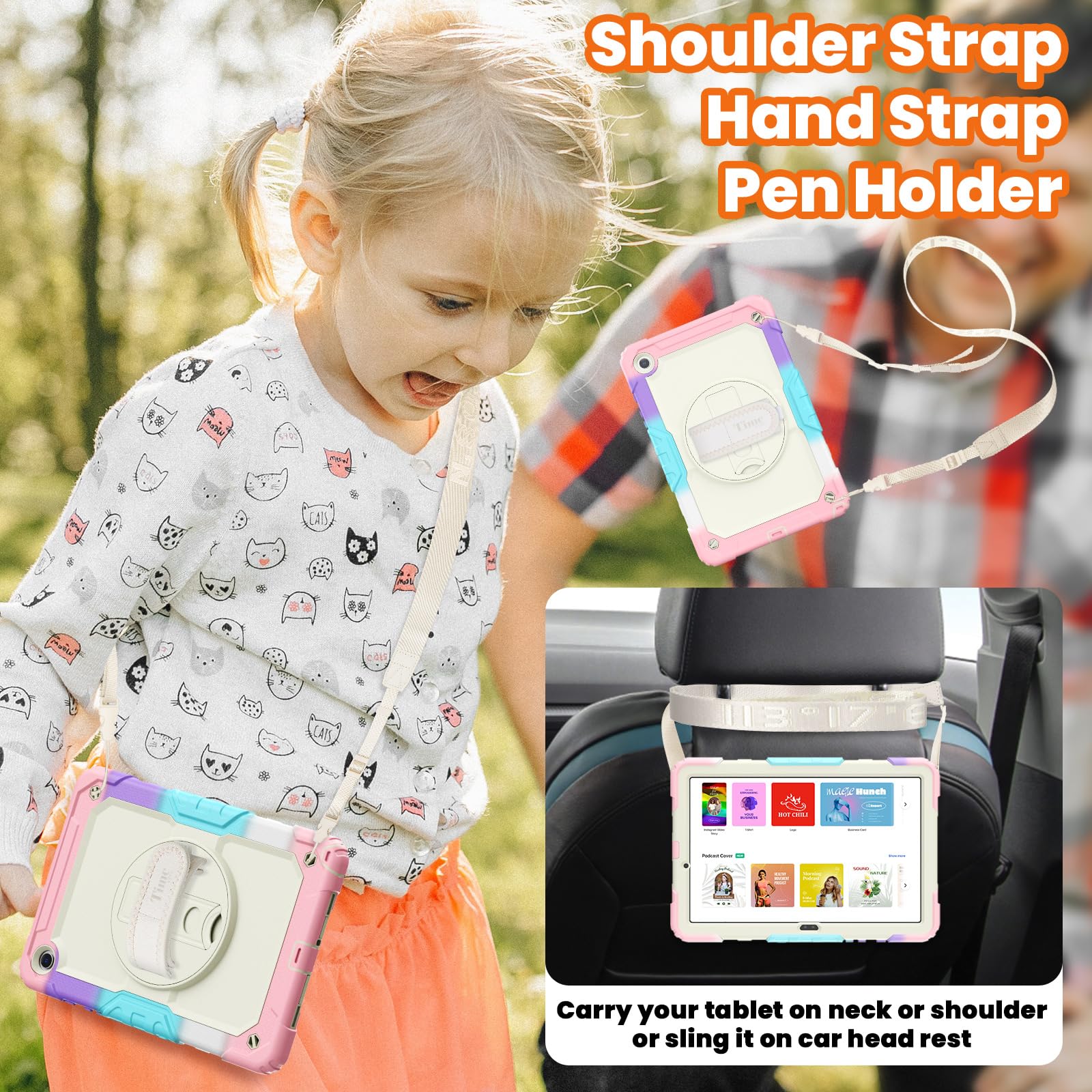 Timecity Case For Samsung Galaxy Tab A9 Plus Case 11 Inch 2023 With Screen Protector For Girls Kids, Shockproof Case For Galaxy