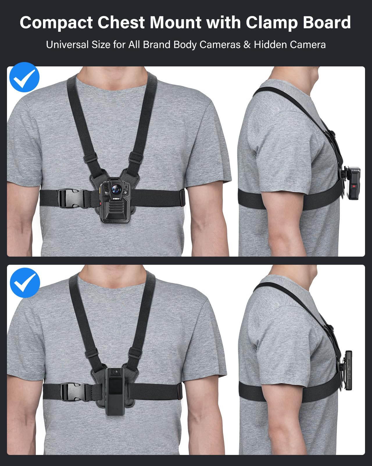 Boblov Dual Shoulder Mount, Body Worn Camera Vest Mount, For All Brand Body Camera, Wearable Body Camera Mount With Adjust Board