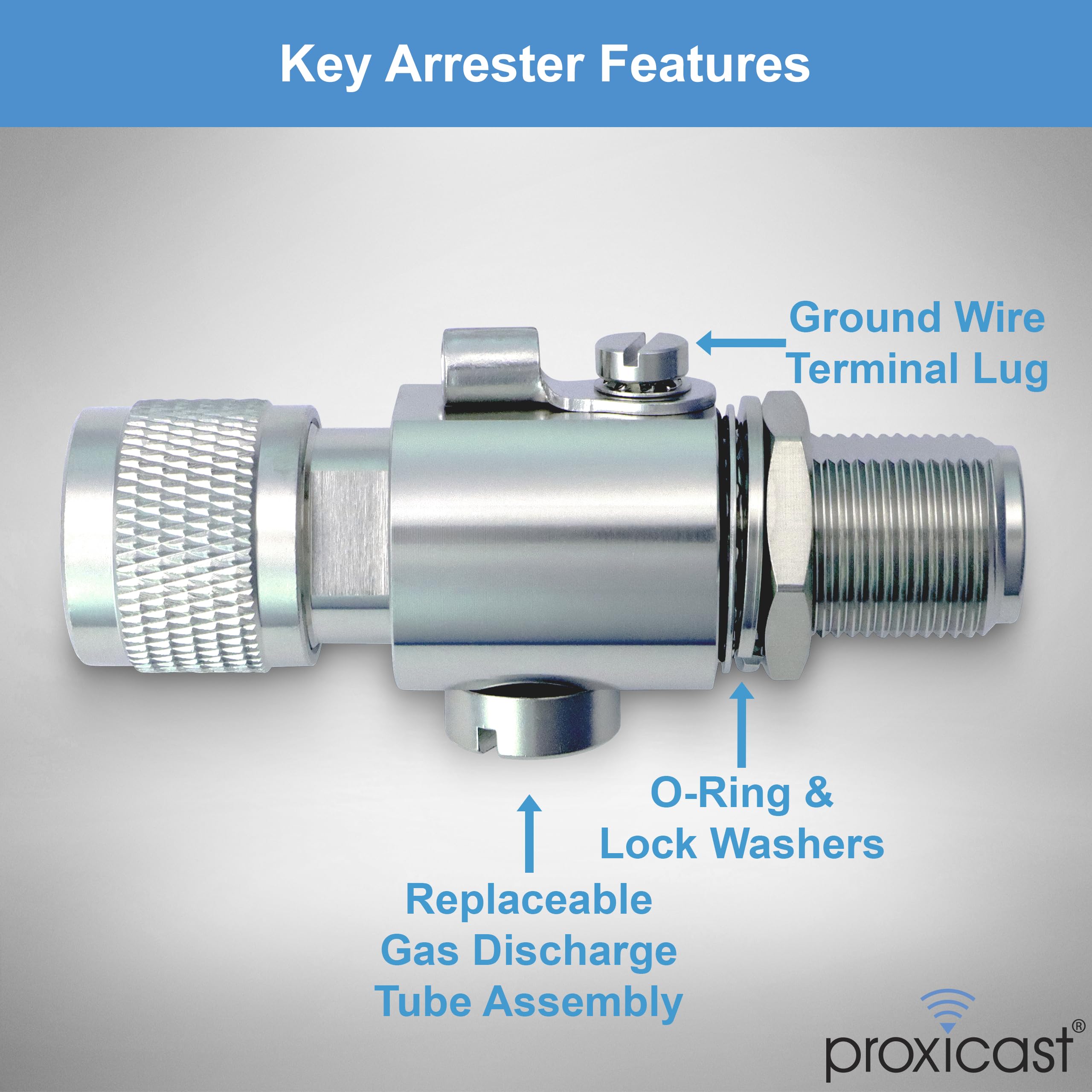 Proxicast Coaxial Lightning Arrester For 0 To 6 Ghz (N Male/N Female)   Pro Grade 230V Antenna Lightning Protector For 4G, Lte, 5G, Wi Fi, 900Mhz, Helium, Lora And Other Outside Antennas (Ant 212 002)