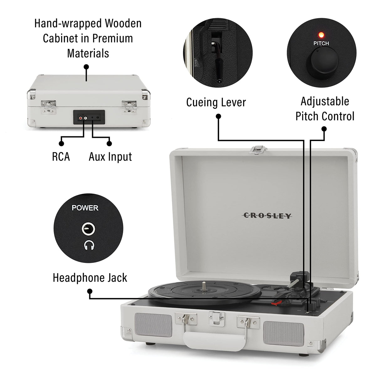 Crosley Cr8005F Ws Cruiser Plus Vintage 3 Speed Bluetooth In/Out Suitc ...