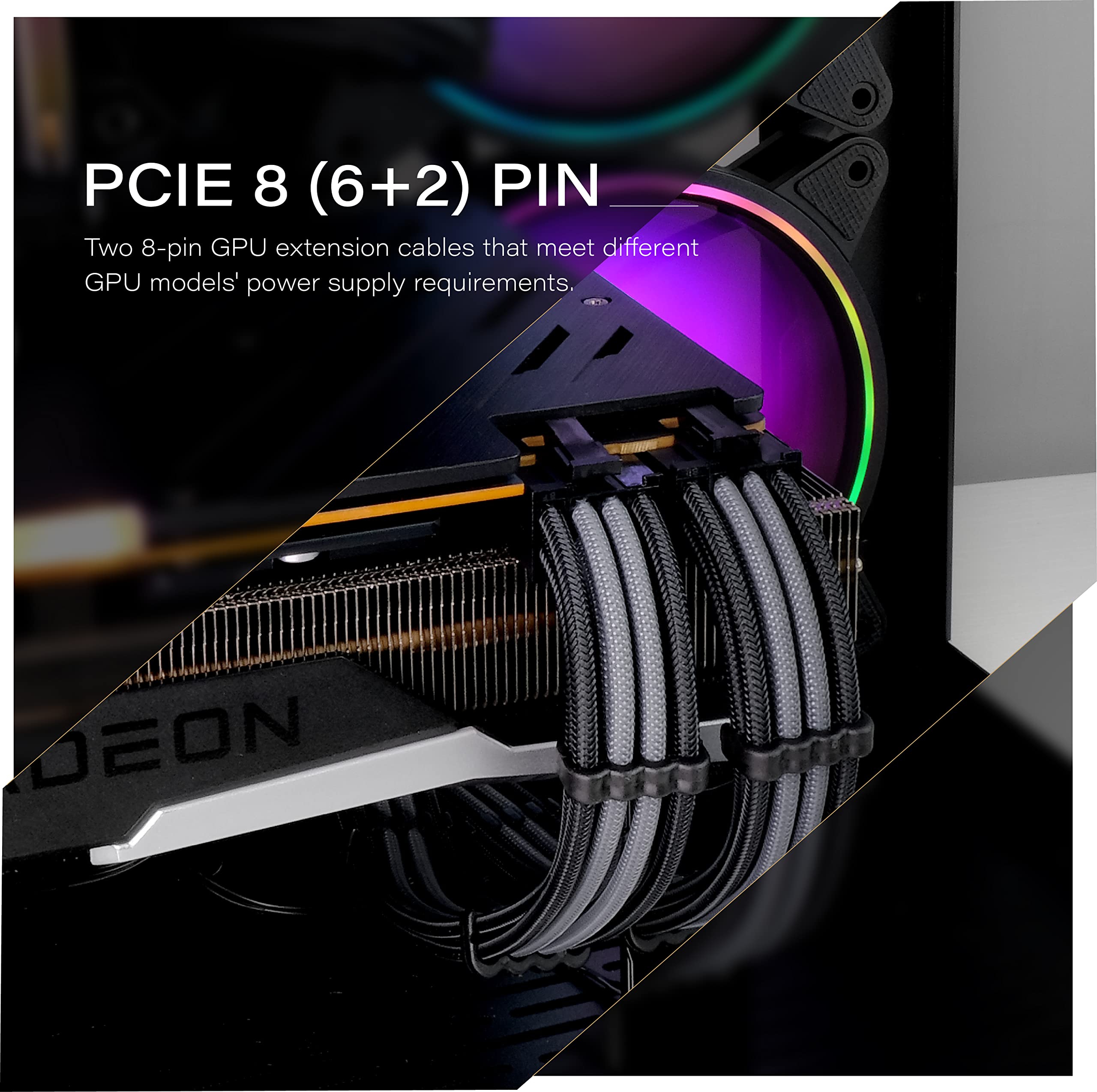 Ezdiy Fab Psu Extension Cable Sleeved Custom Mod Pc Power Supply Cable, Soft Nylon Braided With Comb Kit 24Pin/8Pin To 6+2Pin/ 8
