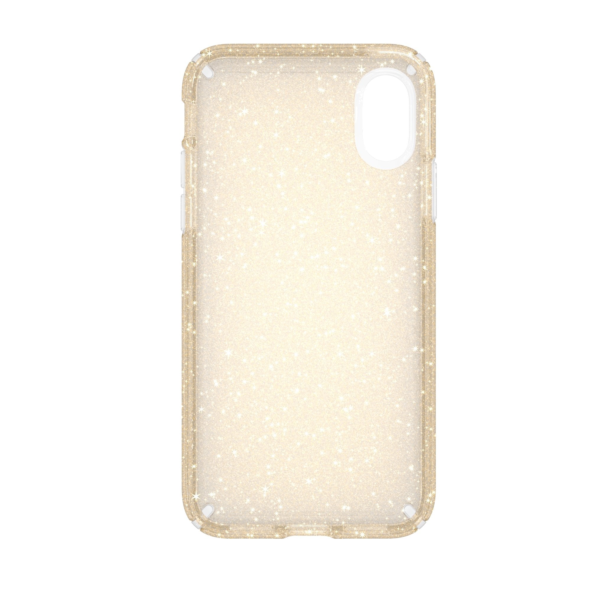 Speck Iphone Xs Presidio Clear + Glitter Case, Scratch Resistant Impactium 8 Foot Drop Protected Iphone Case That Resists Uv Yel