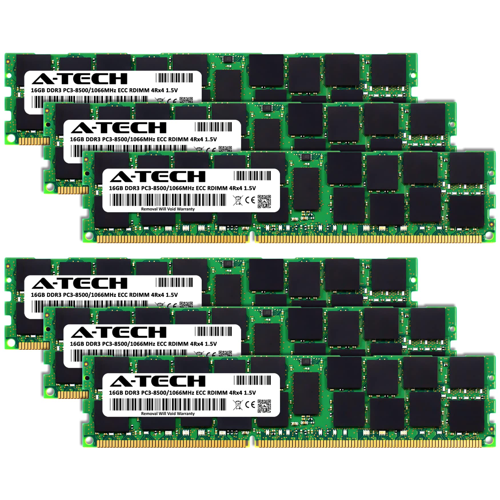 A Tech 96Gb Kit (6X16Gb) Ddr3 1066Mhz Pc3 8500R Ecc Rdimm 4Rx4 Quad Rank 1.5V Ecc Registered Dimm 240 Pin Server Ram Memory Upgr