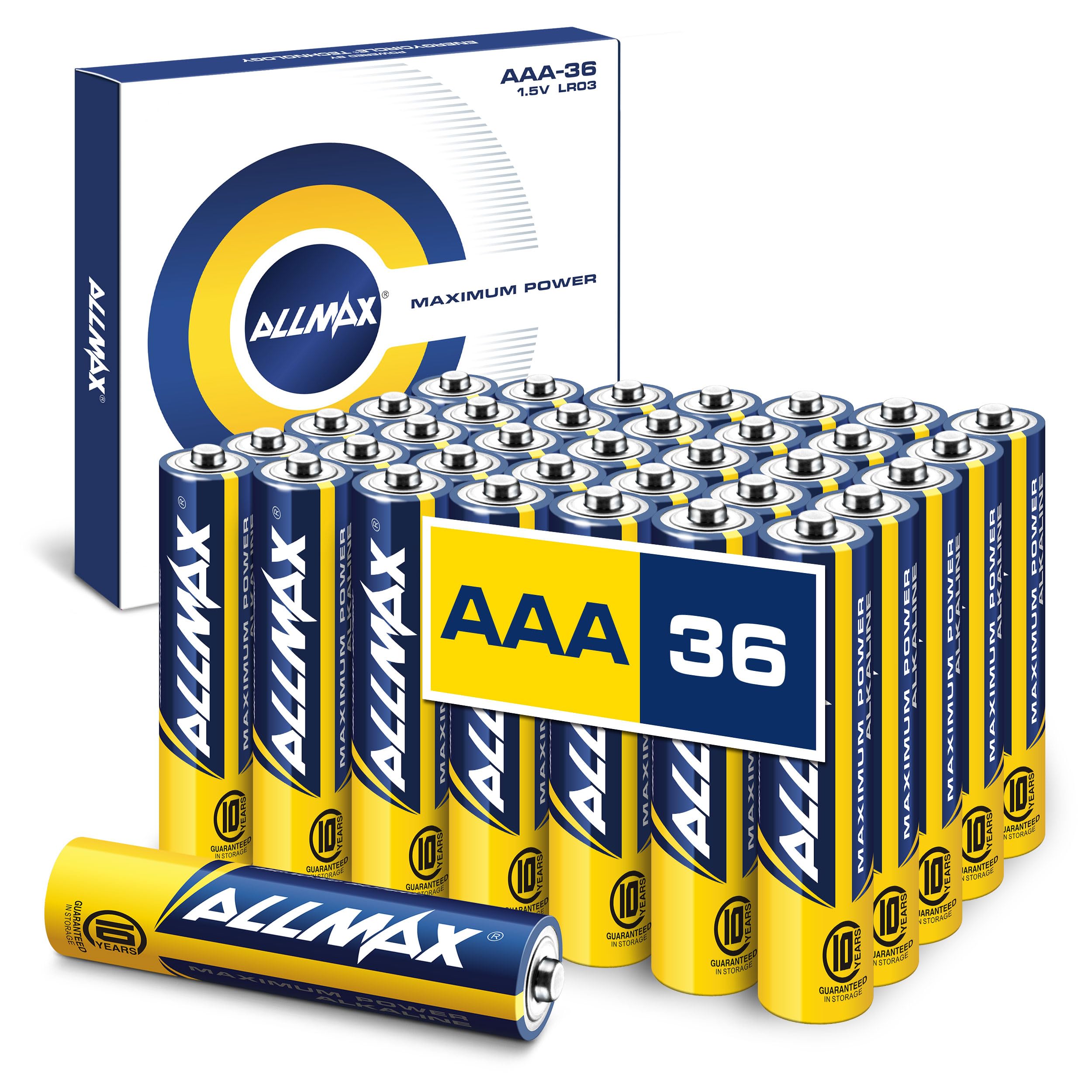 Allmax AAA Maximum Power Alkaline Triple A Batteries (36 Count) - Ultra Long-Lasting, Leakproof Design, 10-Year Shelf Life, Maxi