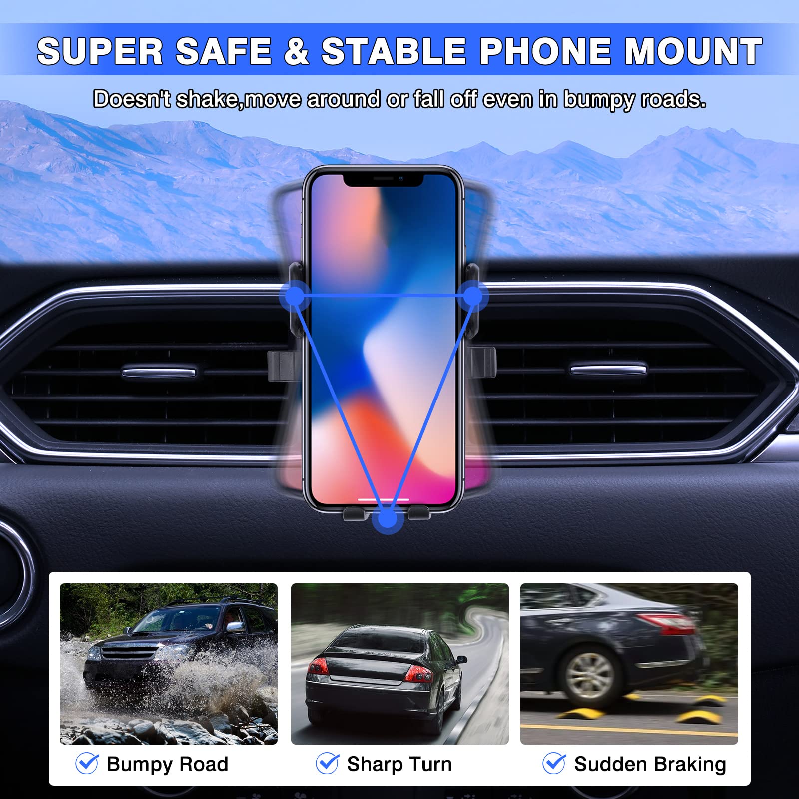 Karltys Car Phone Holder For Mazda Cx-5 2017-2025 Accessories Cx5 Cell Phone Holder Air Vent Mount For 4-7 Inch Phones Hands Fre