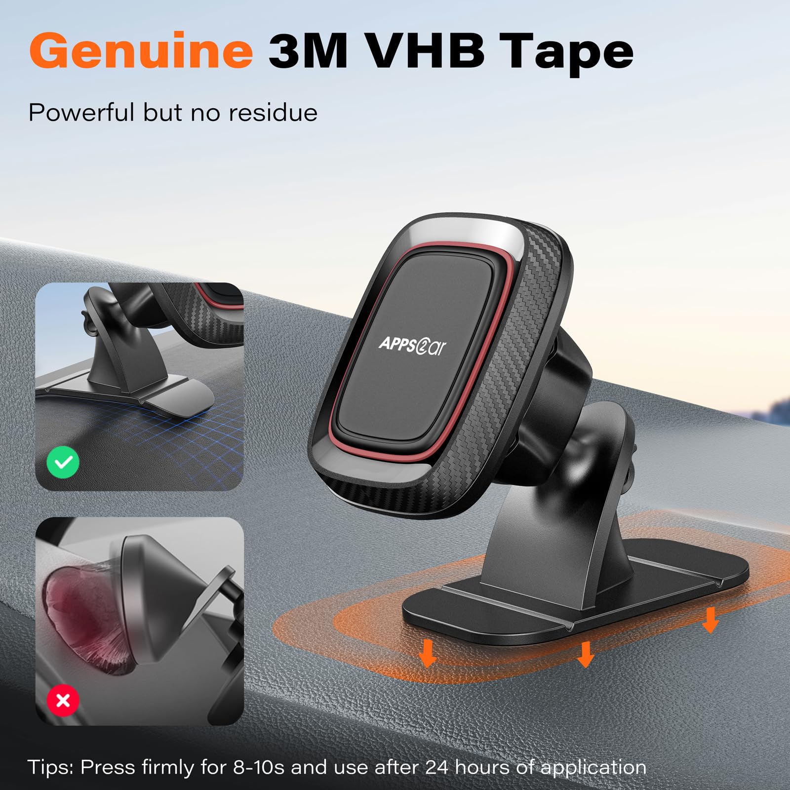 [2 Pack] Magnetic Phone Holder For Car, Apps2Car [Super Strong Magnet] Phone Mount For Car, Dashboard Magnetic Car Phone Holder