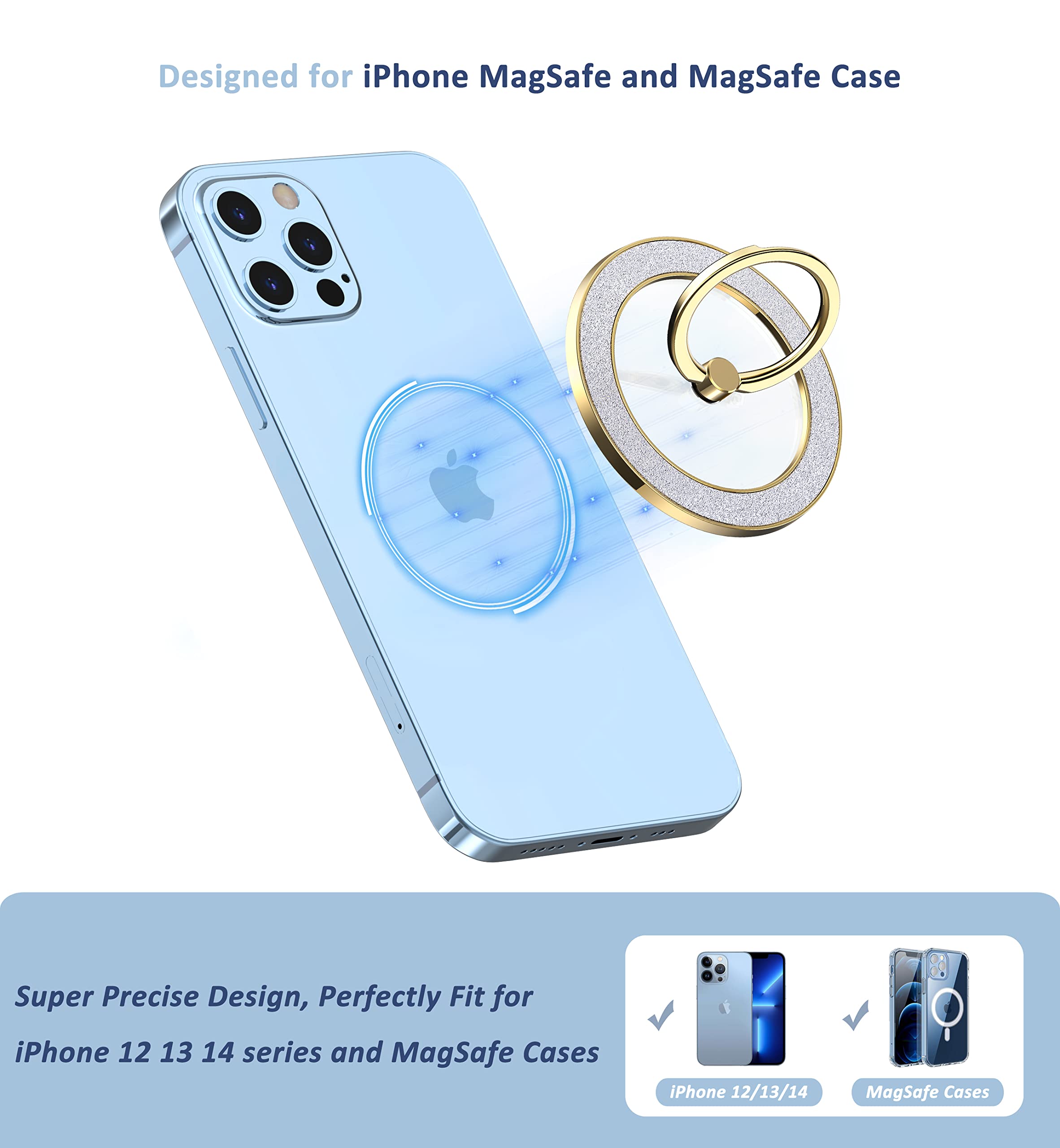 Magnetic Phone Ring Holder For Magsafe - Pikabo Magnetic Phone Grip, Phone Stand, Phone Finger Ring For Iphone Magsafe, Compatib