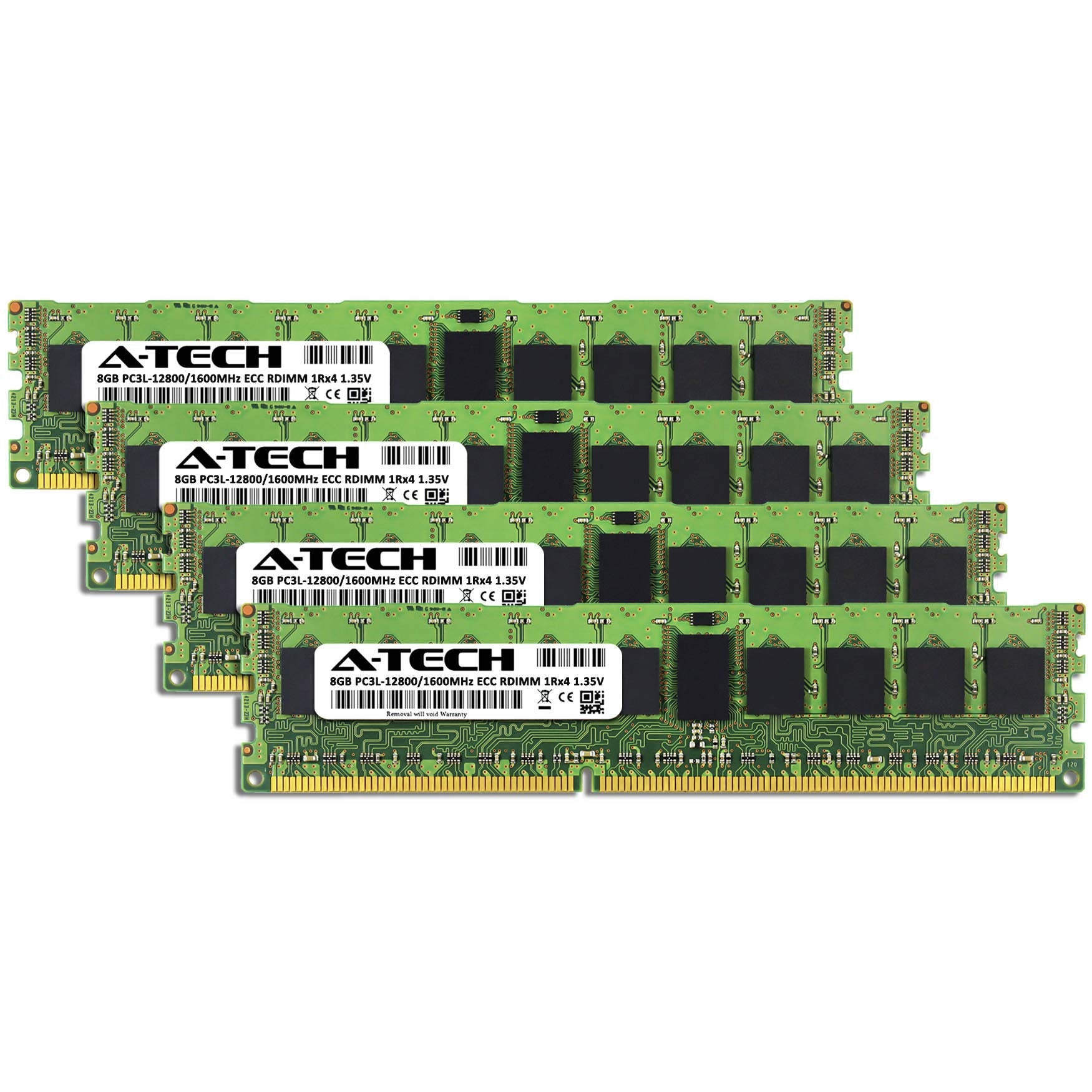 A Tech 32Gb Kit (4X8Gb) Ddr3/Ddr3L 1600Mhz Pc3L 12800R Ecc Rdimm 1Rx4 Single Rank 1.35V Ecc Registered Dimm 240 Pin Server Ram M