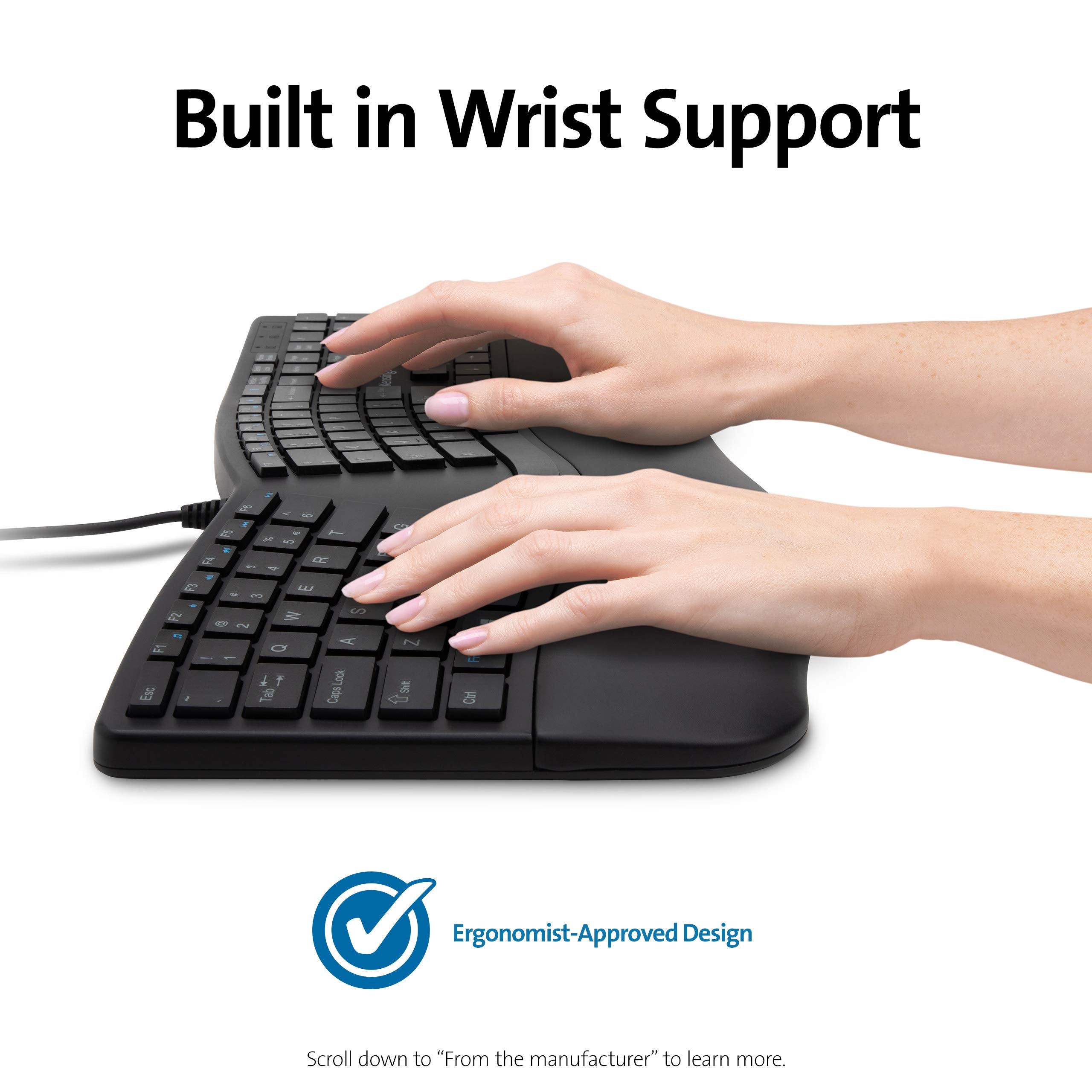 Kensington Pro Fit Ergonomic Wired Keyboard  Black (K75400Us)