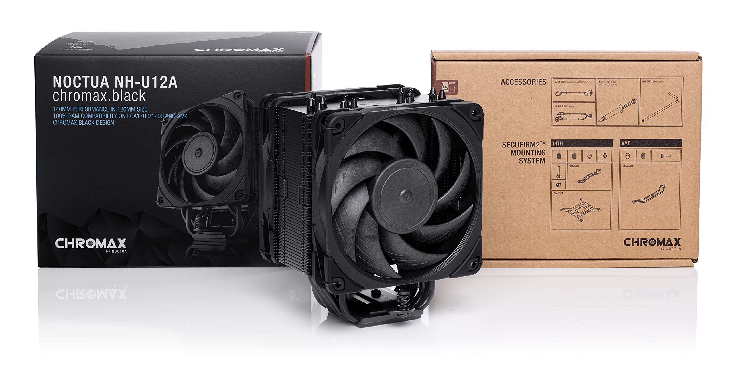Noctua Nh U12A Chromax.Black, 120Mm Single Tower Cpu Cooler (Black) For Desktop