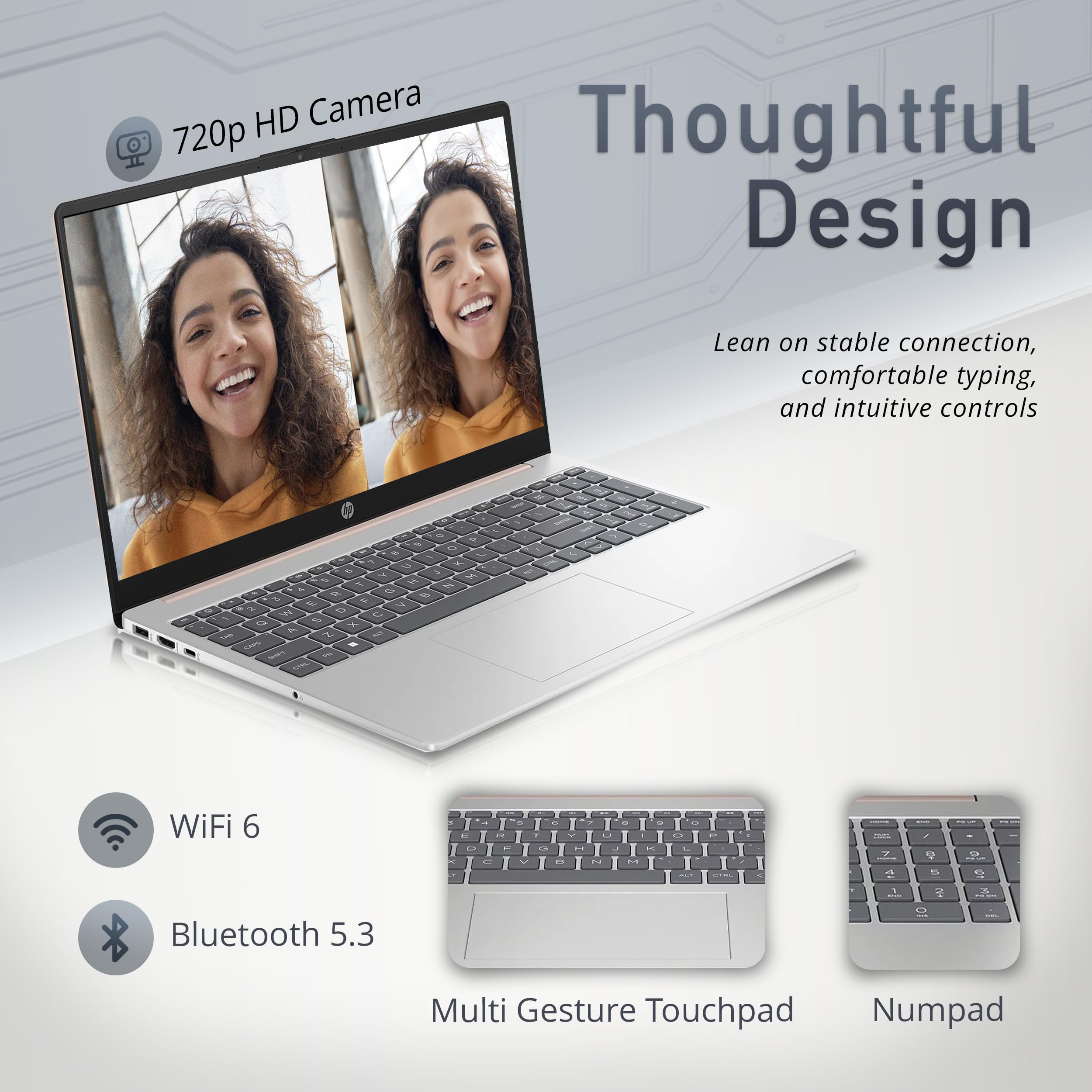 Hp 15.6'' Fhd Business Laptop, Amd Ryzen 5-5625U Processor, 8Gb Ram, 256Gb Pcie Ssd, Amd Radeon Graphics, 720P Hd Webcam, Blueto