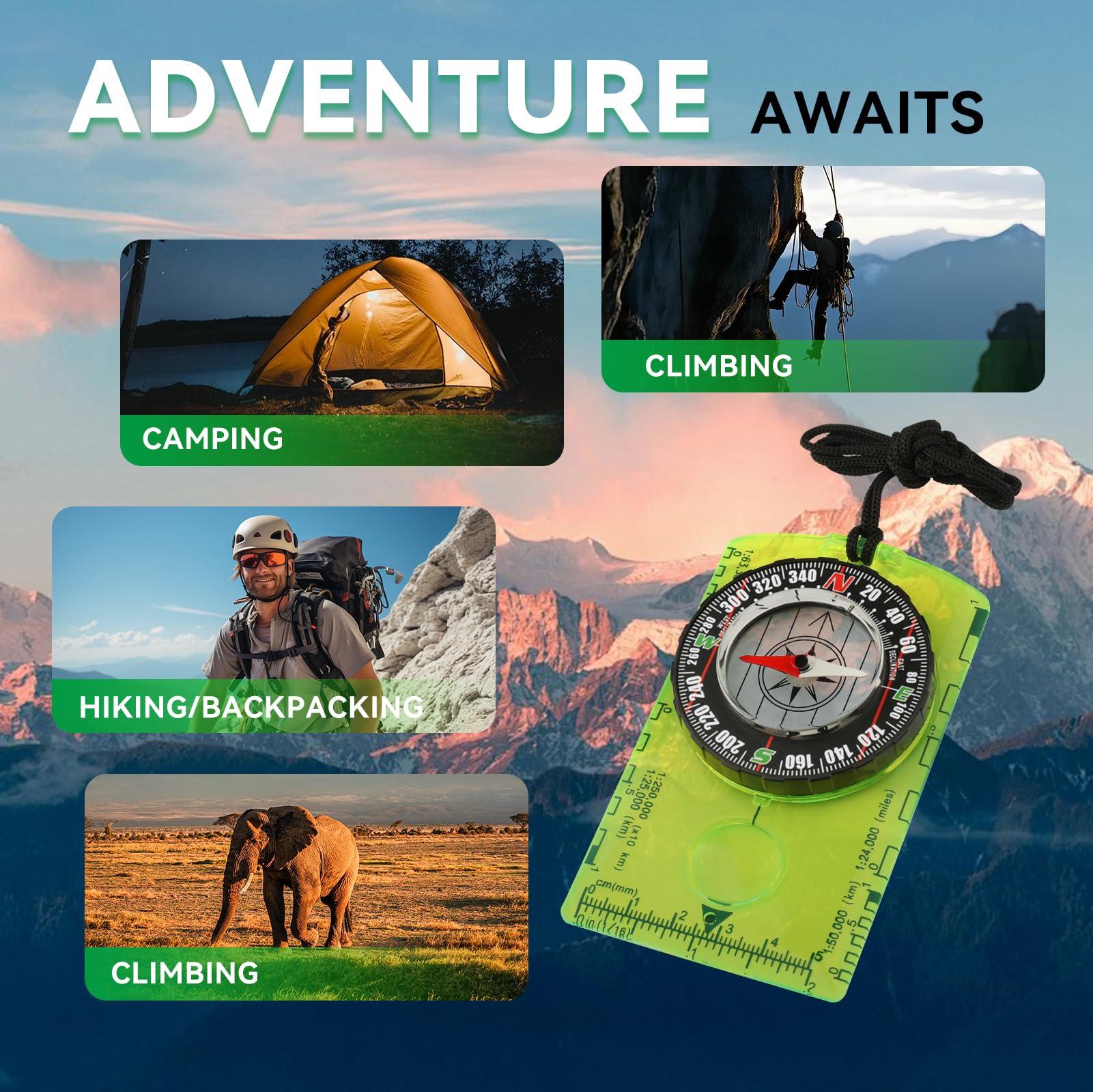 Kids Navigation Orienteering Compass for Kids & Beginners - Lightweight Magnetic ...