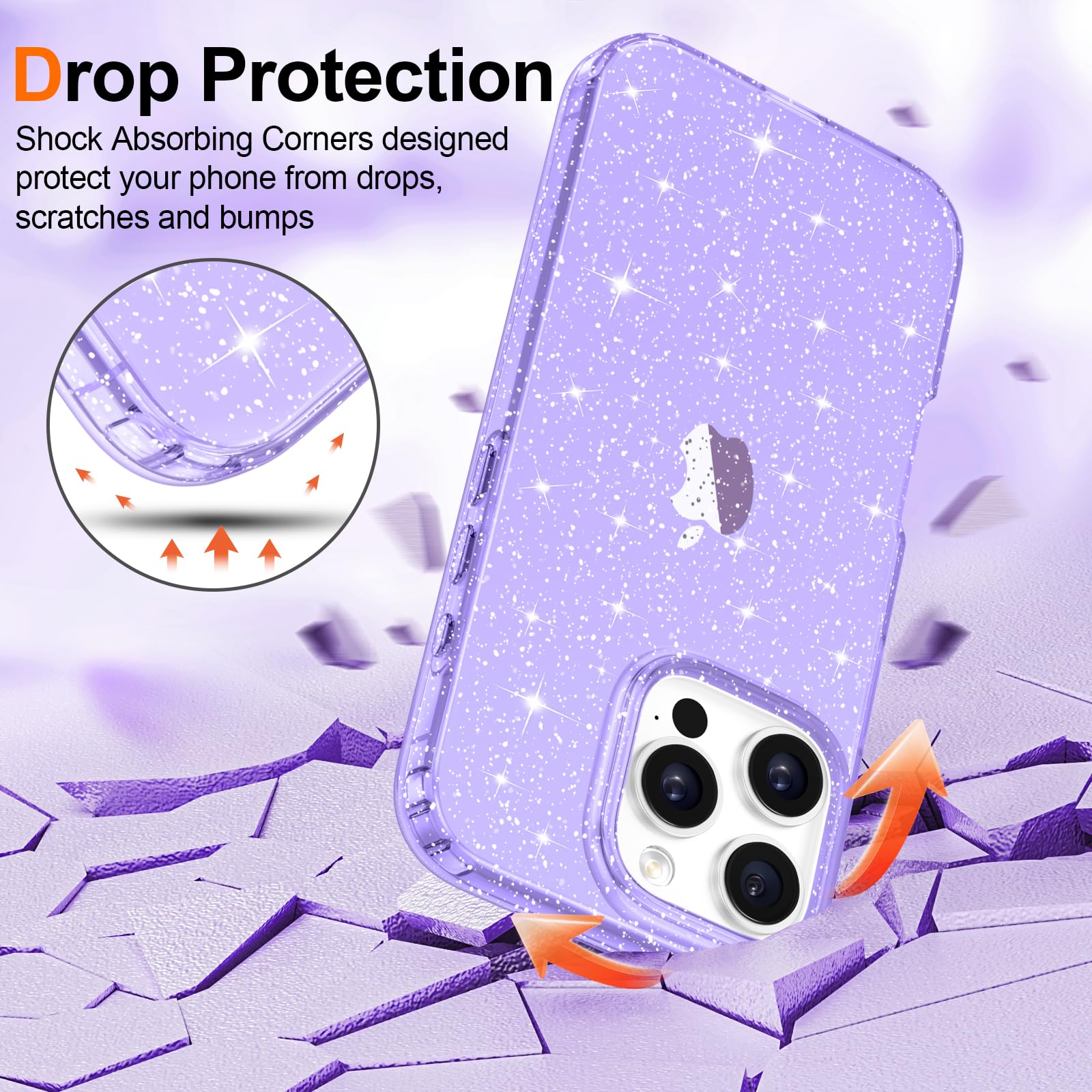 Hython Case For Iphone 16 Pro Case Glitter, Clear Glitter Sparkly Shiny Bling Sparkle Cute Cover, Anti Scratch Soft Tpu Thin Sli