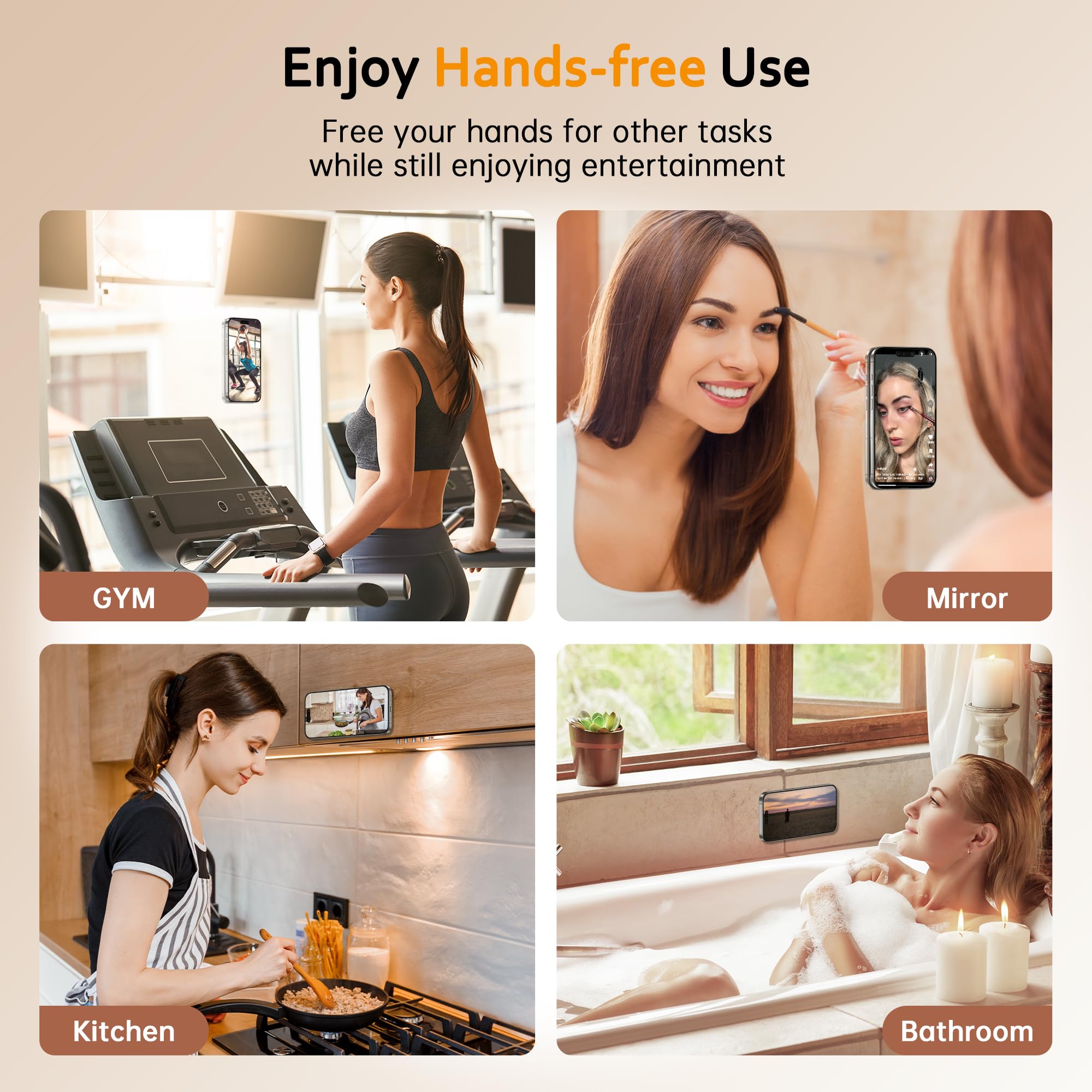 Suydanbox Magnetic Suction Cup Phone Mount, Anti-Slip Hands-Free Silicone Phone Holder,Compatible With Magsafe Phone Case For Ip