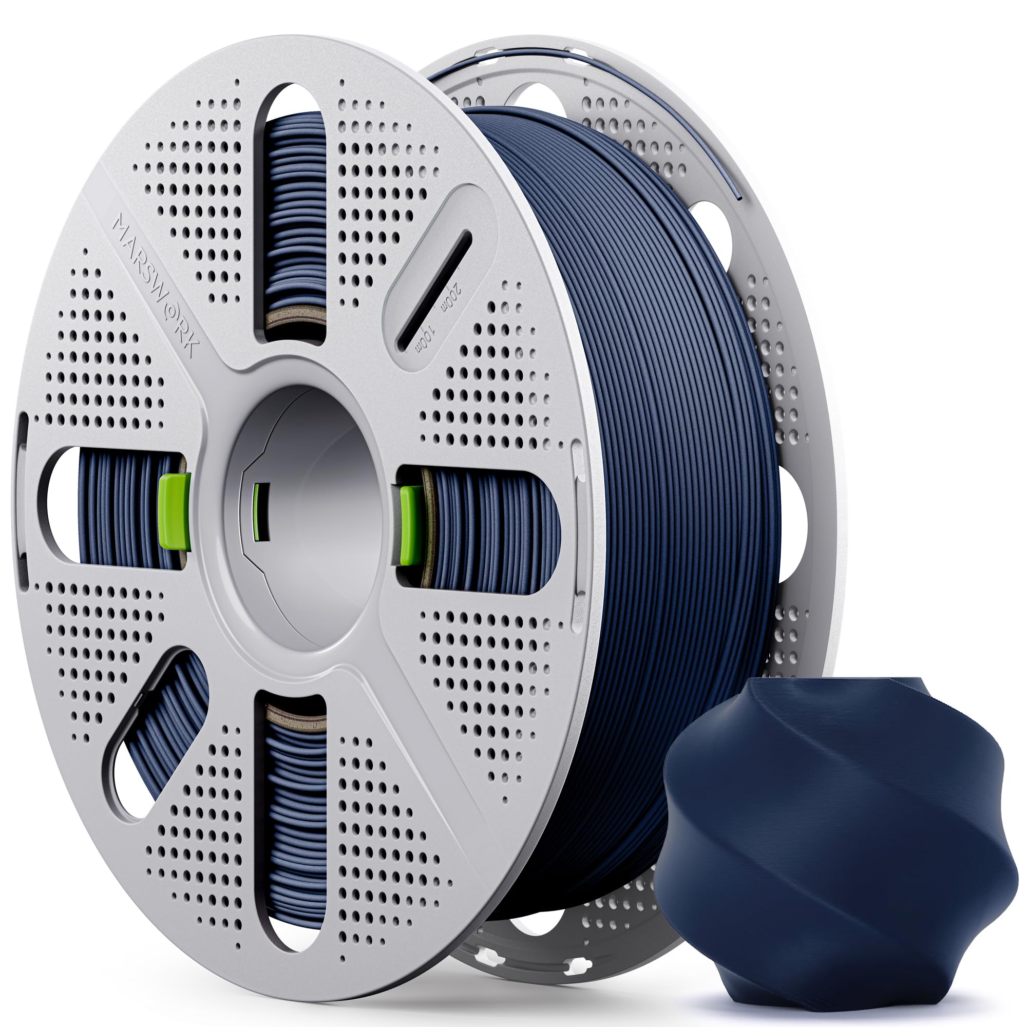 MarsWork Matte PLA Filament with Quick-Swap Reusable Spool 1kg (2.2lbs), 1.75mm 3D Printing Filament Navy Blue, Compatible with 