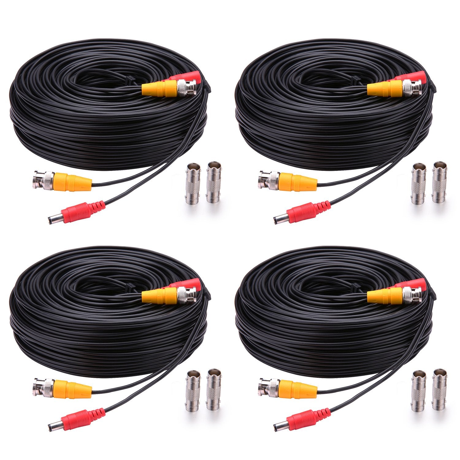 Wildhd Bnc Cable 4X150Ft All In One Siamese Video And Power Security Camera Cable,Bnc Extension Wire Cord With 2 Female Connecto
