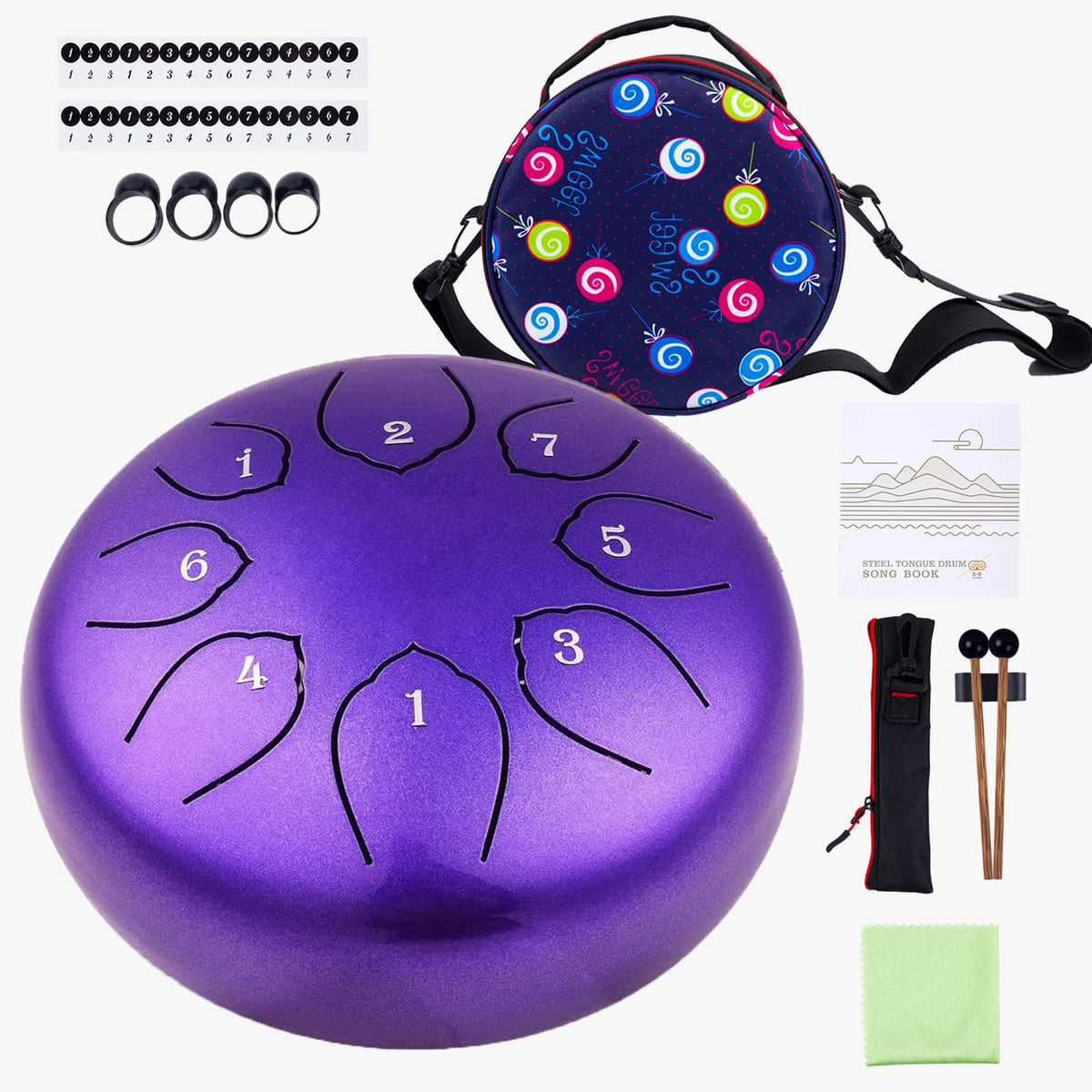 Steel Tongue Drum Kit, 6 Inches 8 Notes Percussion Instrument C-Key Tongue Drum With Bag, Music Book, Mallets, Wiping Cloth For 