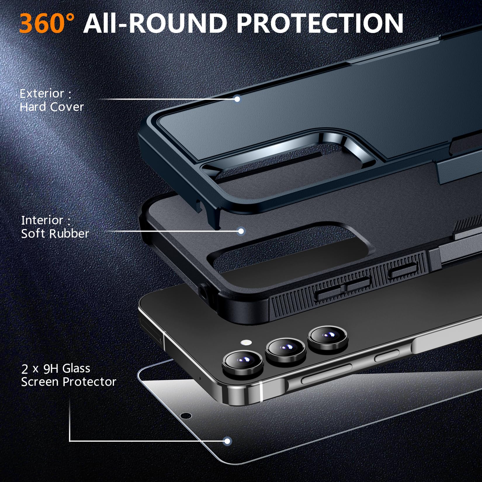 Spidercase For Samsung Galaxy A35 5G Case,[12 Ft Military Grade Drop Protection] 2 Pack[Tempered Glass Screen Protector + Camera