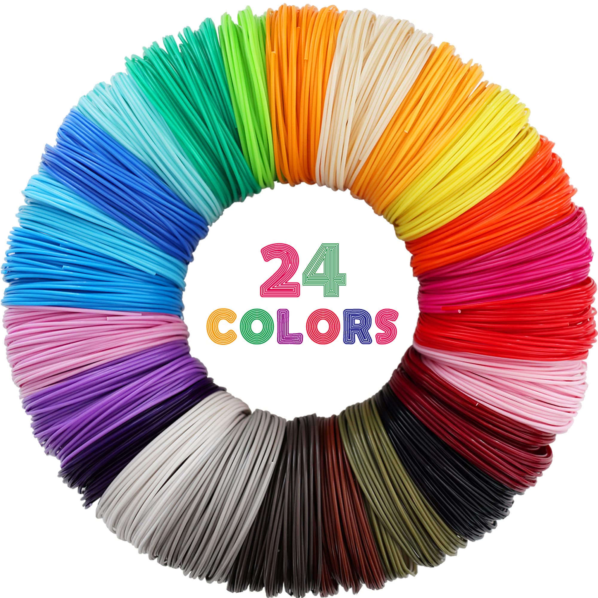 Mika3D 24 Colors 1.75Mm Abs 3D Pen Printer Filament Refill, Each Color 3.5M, Total 84M Abs Material, Support For Mynt3D / Scrib3