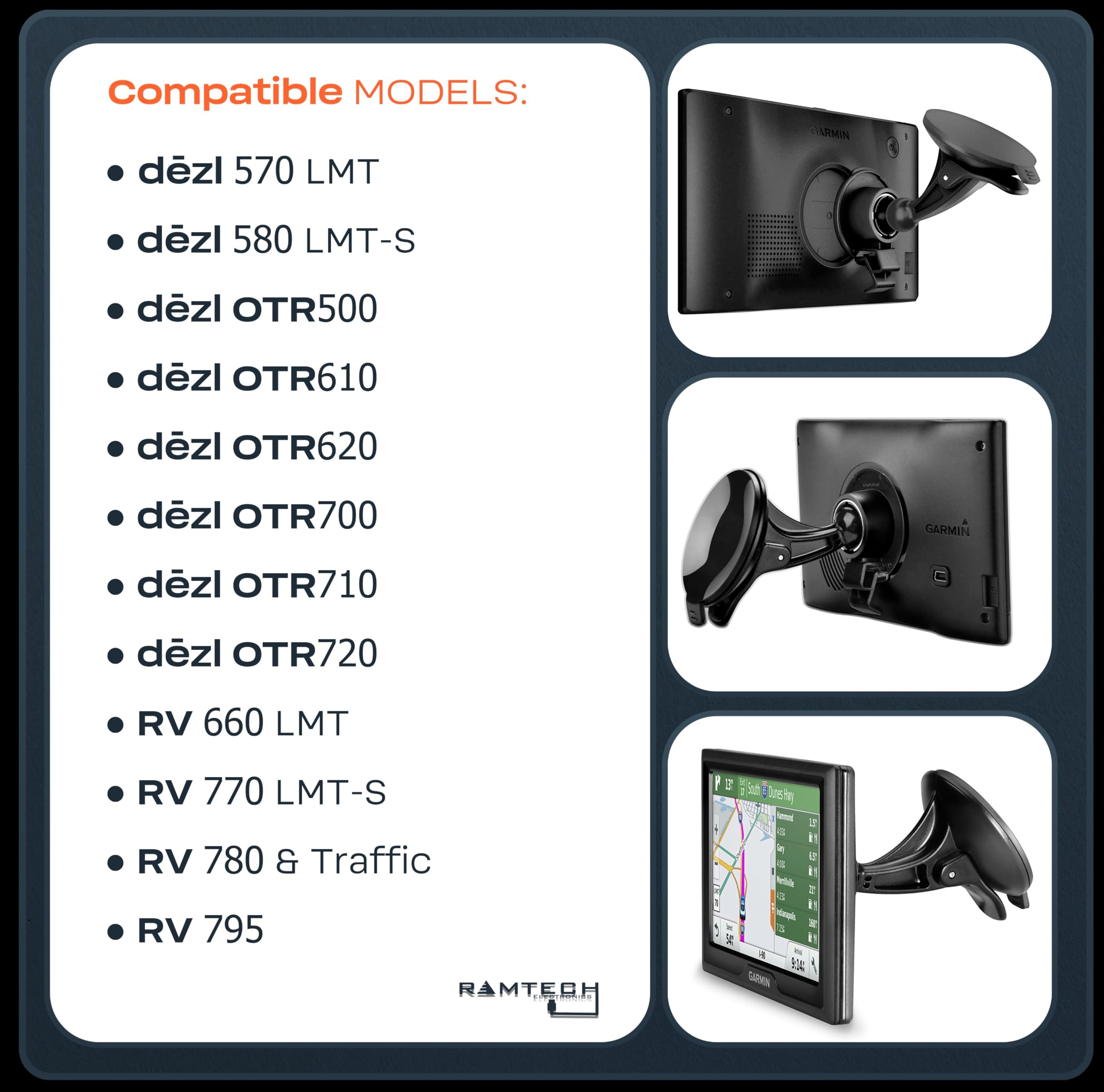 Ramtech Car Windshield Suction Cup Gps Mount With Bracket, Compatible With Drive 50 50Lm 50Lmt, 51 Lm 51 Lmt S, 52 Gps, Scr