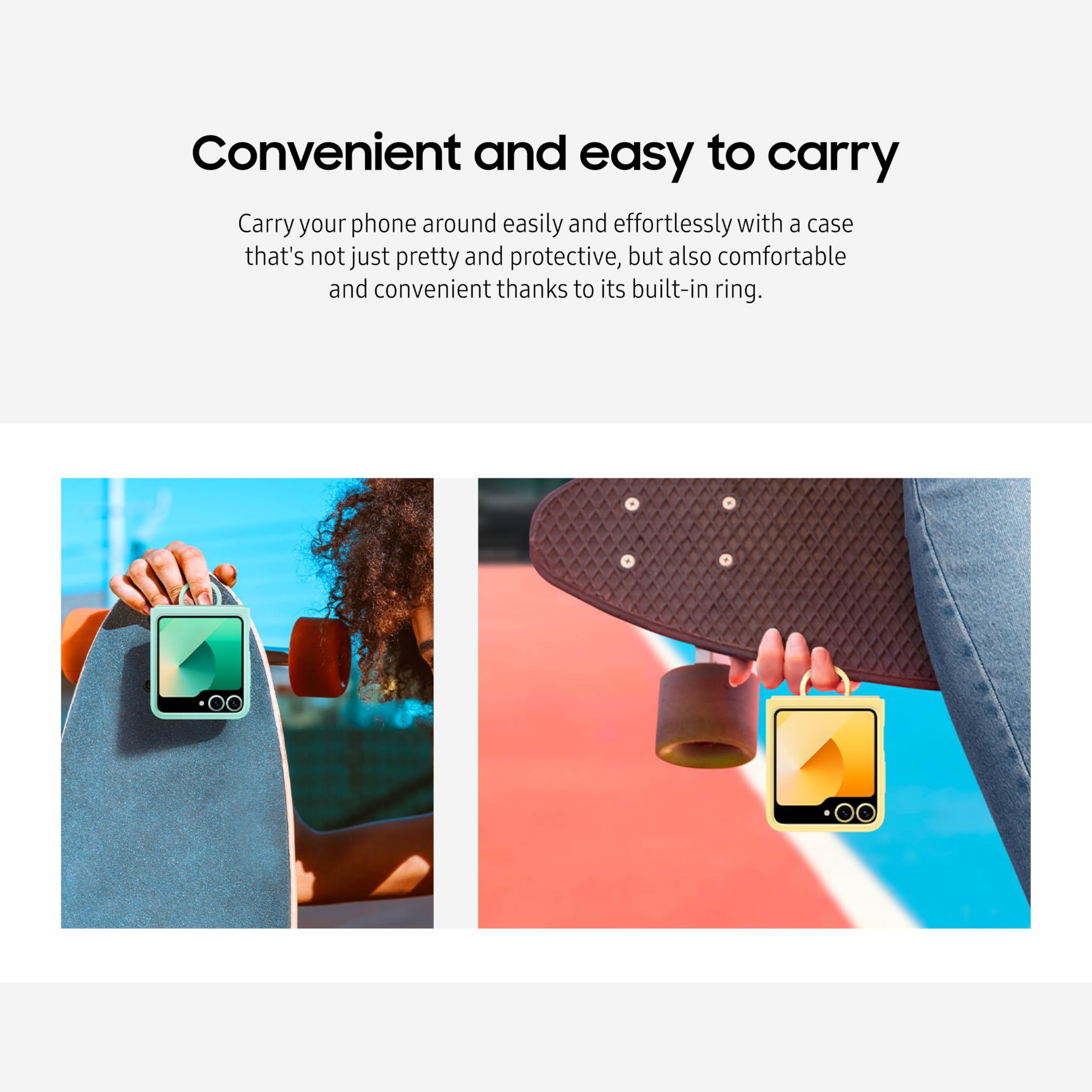 Samsung Galaxy Z Flip 6 Silicone Phone Case, Protective Cover With Built-In Ring, Nonslip Grip, Slim, Soft, Comfortable Design,