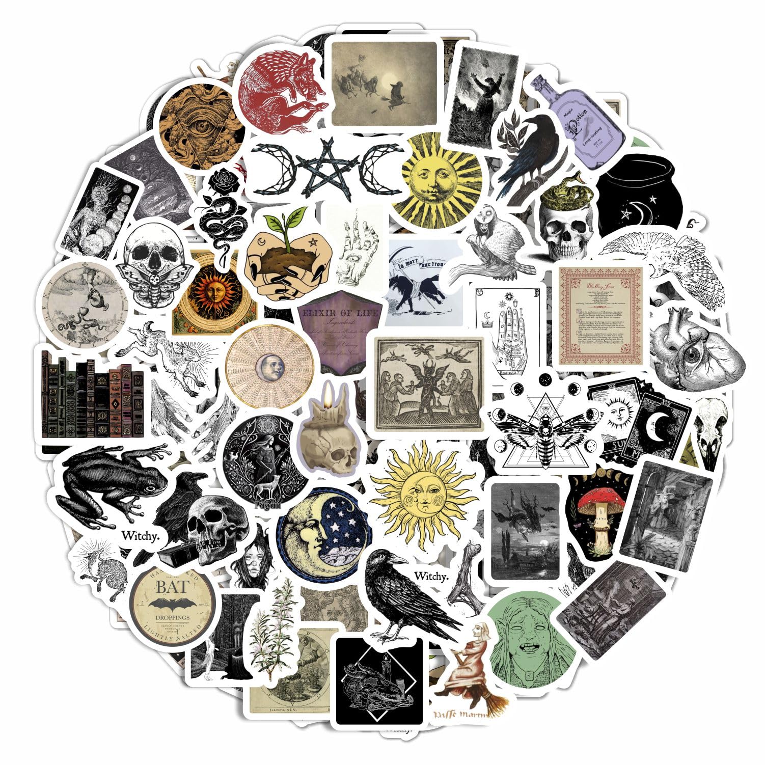 Medieval Witch Stickers For Water Bottle And Laptop   Witchcraft Party Favors & Decorations, Waterproof Vinyl Magical Decals, Me