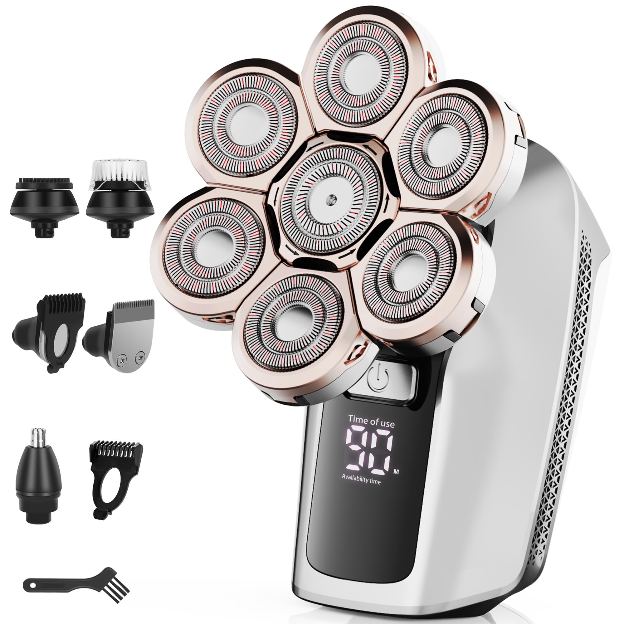 Head Shavers For Bald Men,7D Detachable Electric Bald Head Shaver,5 In 1 Dry Wet Bald Head Shavers For Men,Ipx7 Waterproof Elect