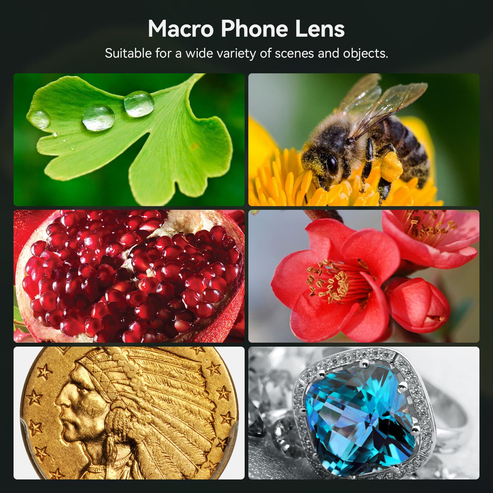 Apexel Professional Macro Photography Lens For Dual Lenssingle Lens Iphone,Pixel,Samsung Galaxy Smartphones