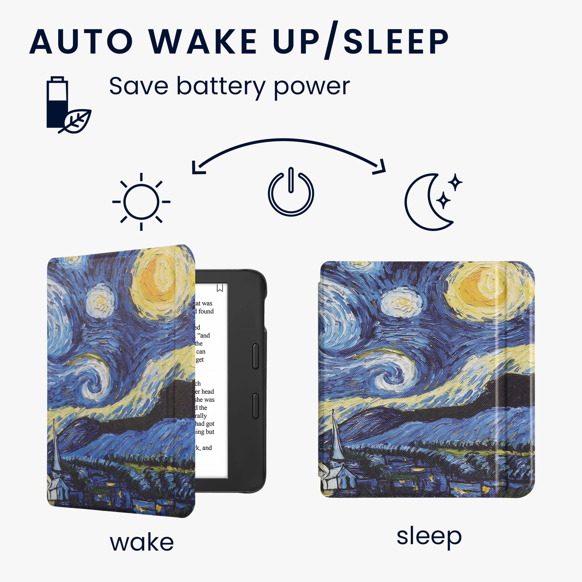 Kwmobile Case Compatible With Kobo Libra 2 Case   Ereader Cover   Starry Night Blue/Yellow