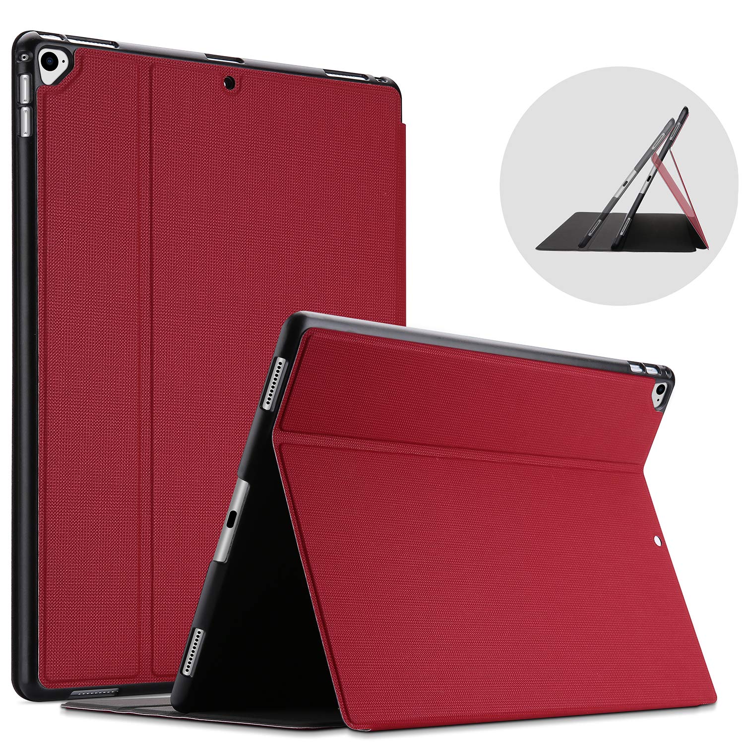 Procase Cover For Ipad Pro 12.9 2017/2015 (Old Model, 2Nd & 1St Gen), Slim Stand Protective Folio Case Smart Cover For Ipad Pro 12.9 Inch 2Nd Gen 2017 / Ipad Pro 12.9 Inch 1St Gen 2015  Red