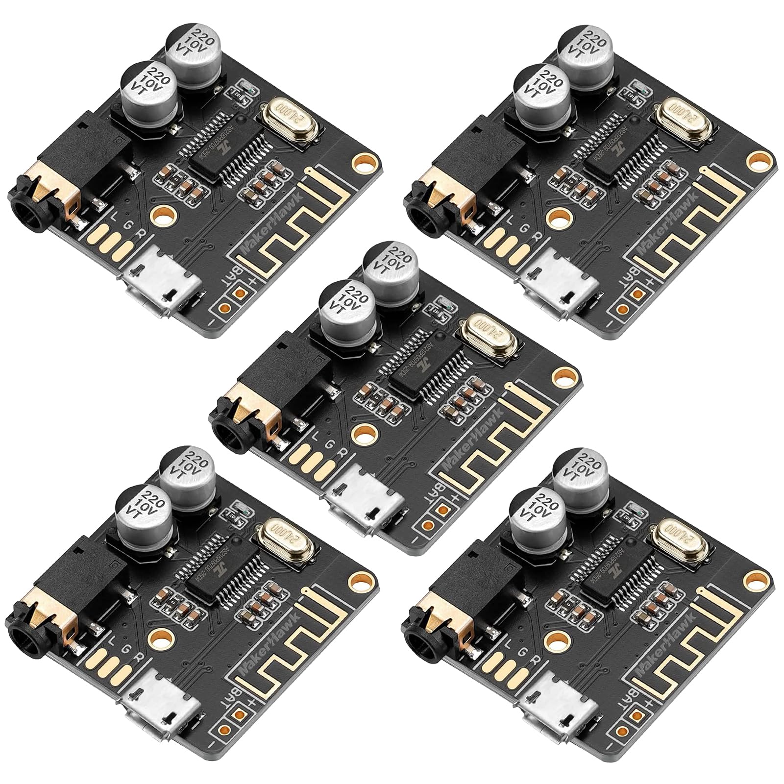 5Pcs Bluetooth Audio Receiver Board Bt 5.0 Stereo Audio Amplifier 3.7 5V Car Speaker Amplifier For Diy