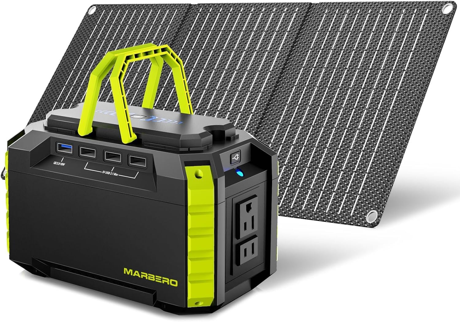 Marbero Solar Generator 150W Peak 150Wh Portable Power Station With Solar Panel Included Camping Power Supply With Ac Outlet Dc