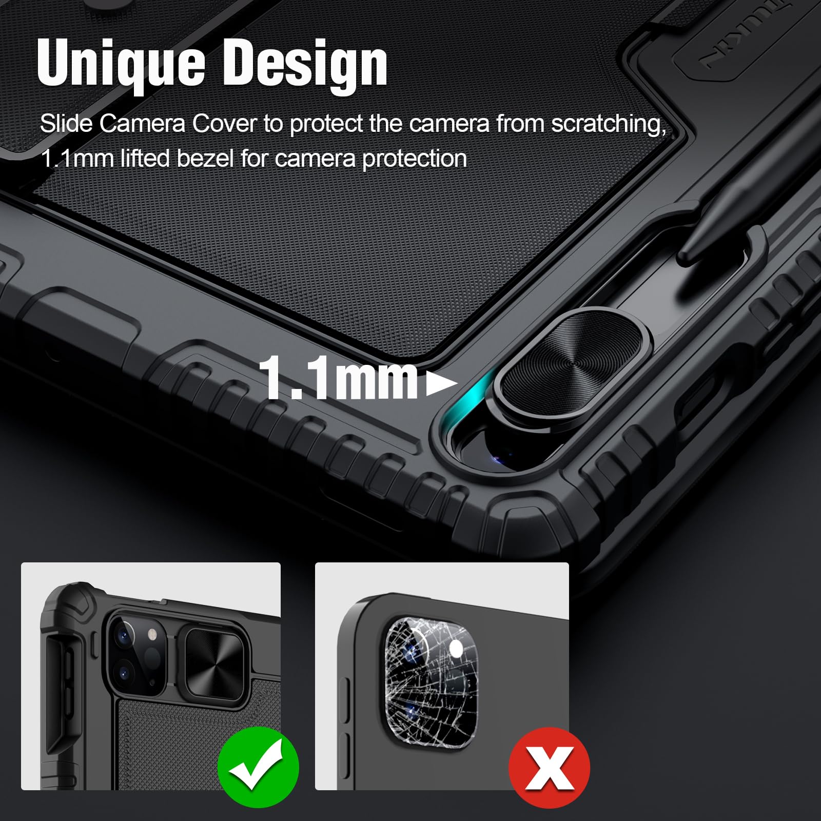 Nillkin For Samsung Galaxy Tab S9+ Plus Case With Keyboard 12.4'', Detachable Backlit Keyboard Case With Slide Camera Cover/Mult