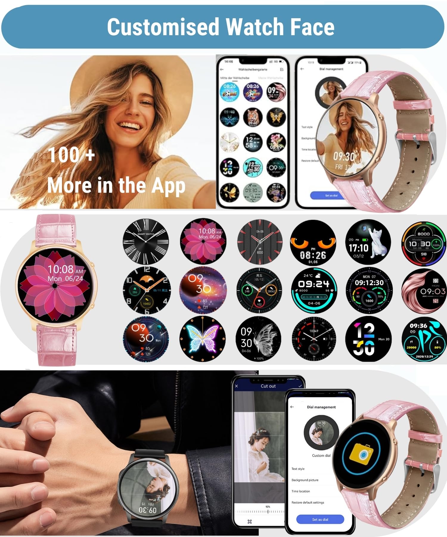 Hoaiyo Smart Watch For Women (Call Receive/Dial), 1.32 Smartwatch With Heart Rate Sleep Calories Counter, Ip68 Waterproof Fitnes