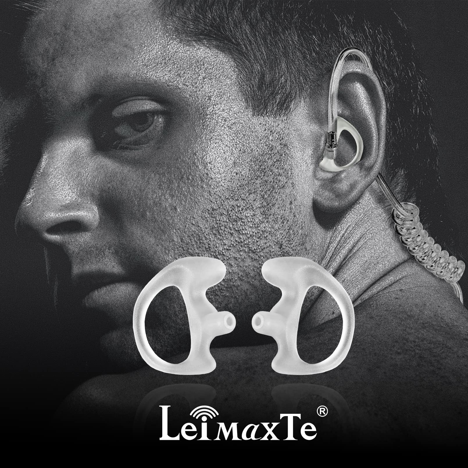 Leimaxte Earmold Earpiece For Two Way Radio Acoustic Tube Earmold Audio Kits Surveillance Headset Earbud (2 Pairs,Large)