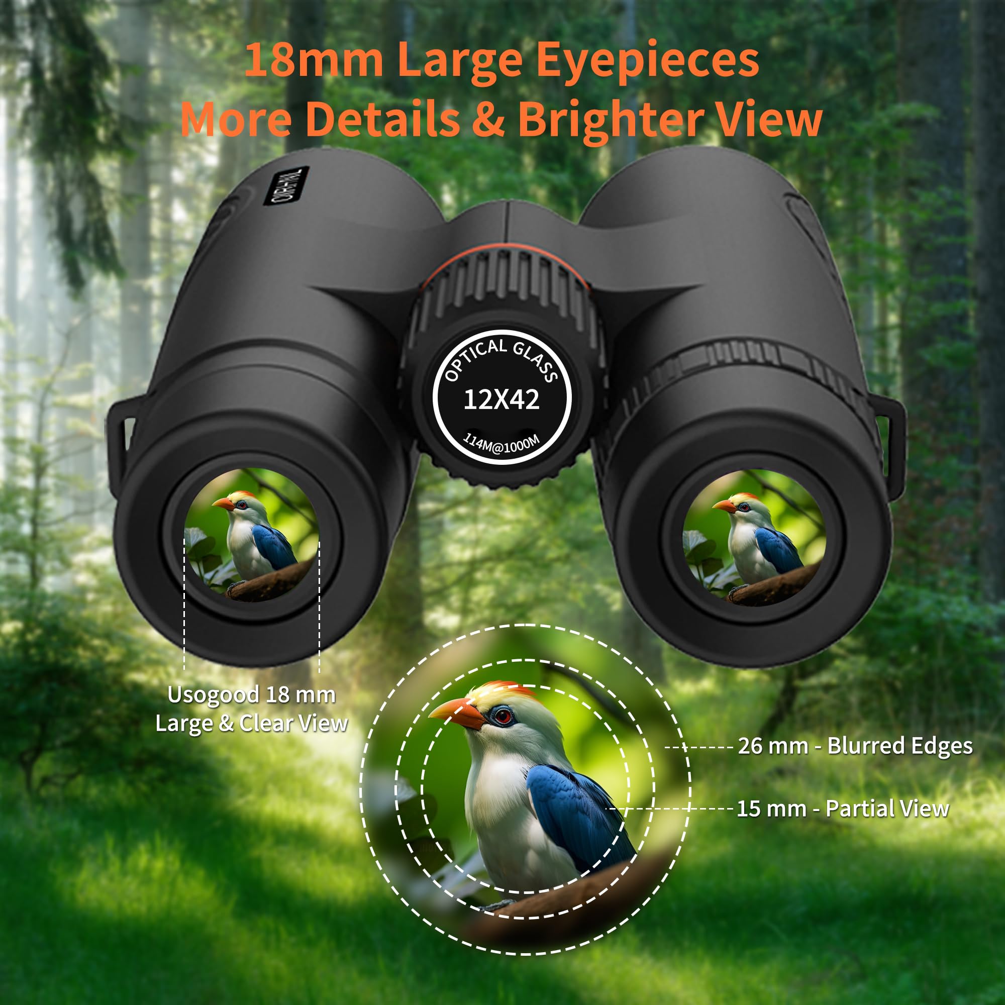 Oirhnl 12X42 Hd Binoculars For Adults High Powered,Super Bright Lightweight Waterproof Binoculars With Clear Low Light Vision Fo